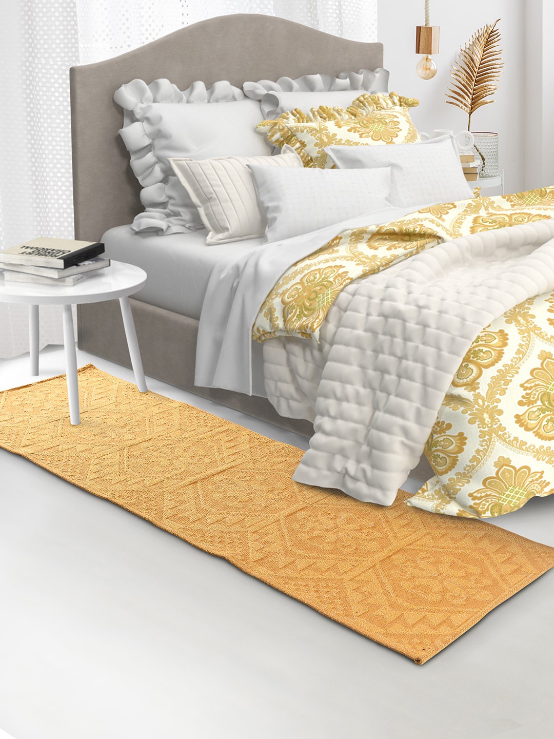 

Saral Home Yellow Ethnic Motifs Woven Cotton Handwoven Runner