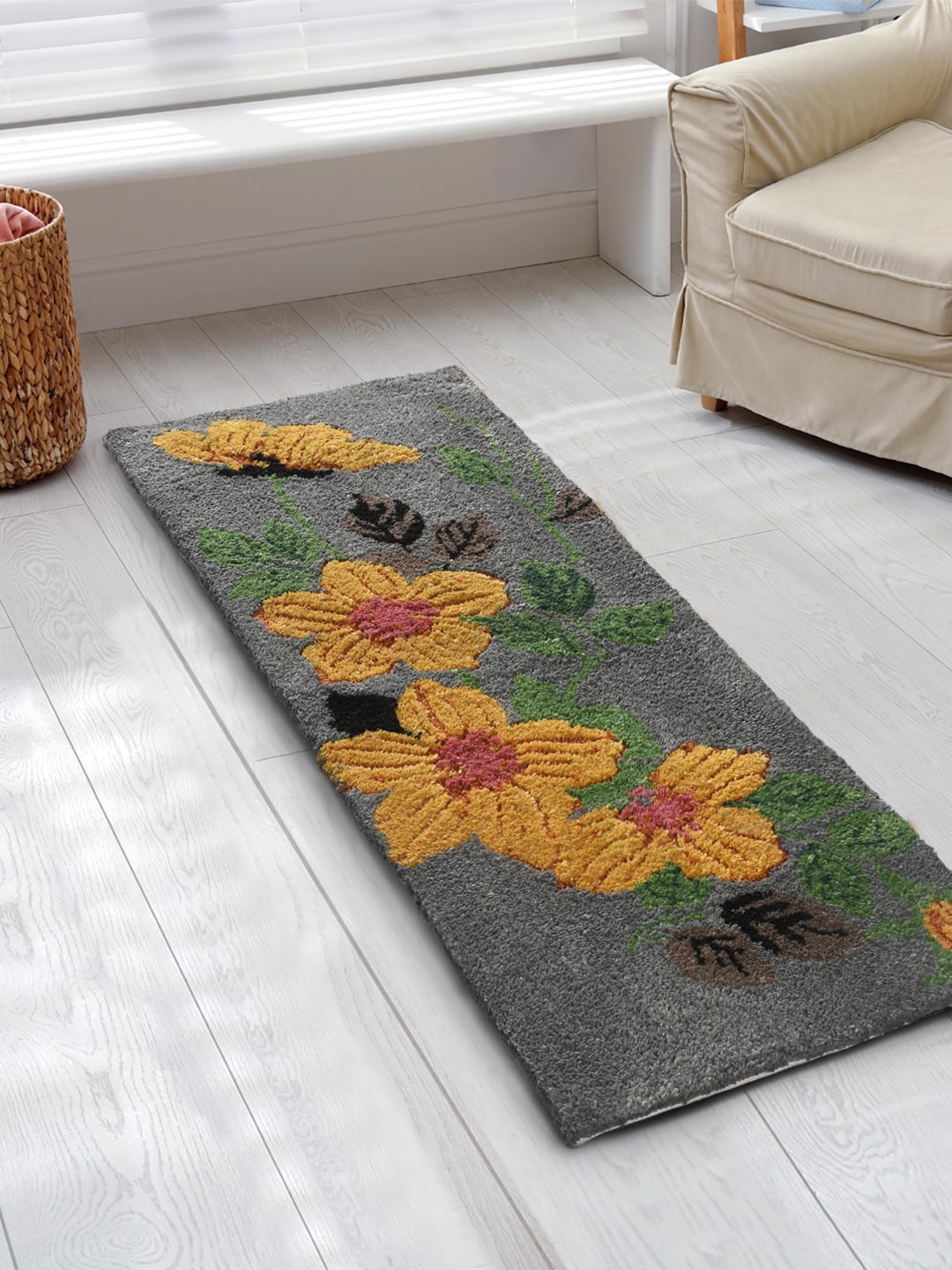 

Saral Home Grey & Yellow Printed Pure Cotton Runners