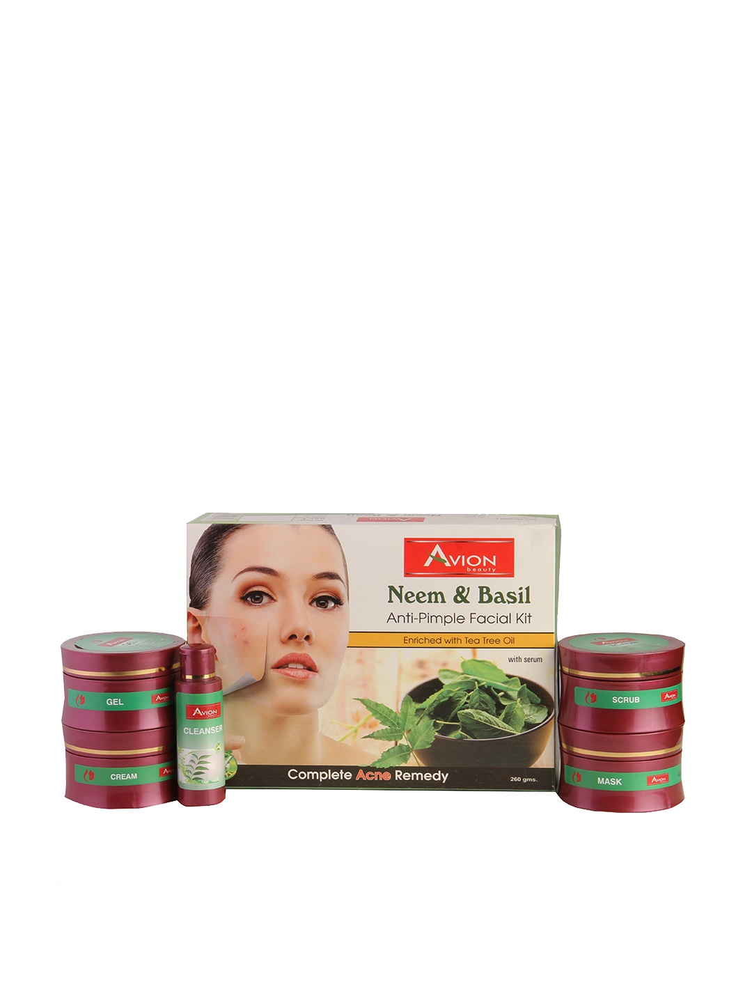 

AVION Neem & Basil Facial Kit 260 gm, Pink