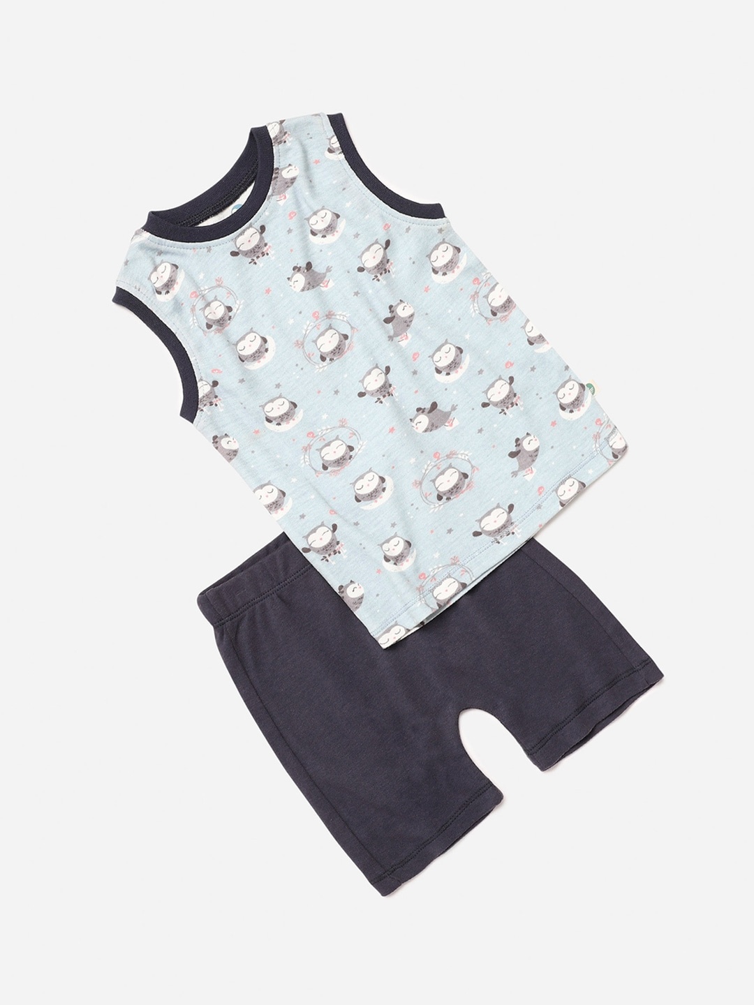

cocoon care Kids Lavender & Grey Printed Bamboo Sustainable T-shirt with Shorts