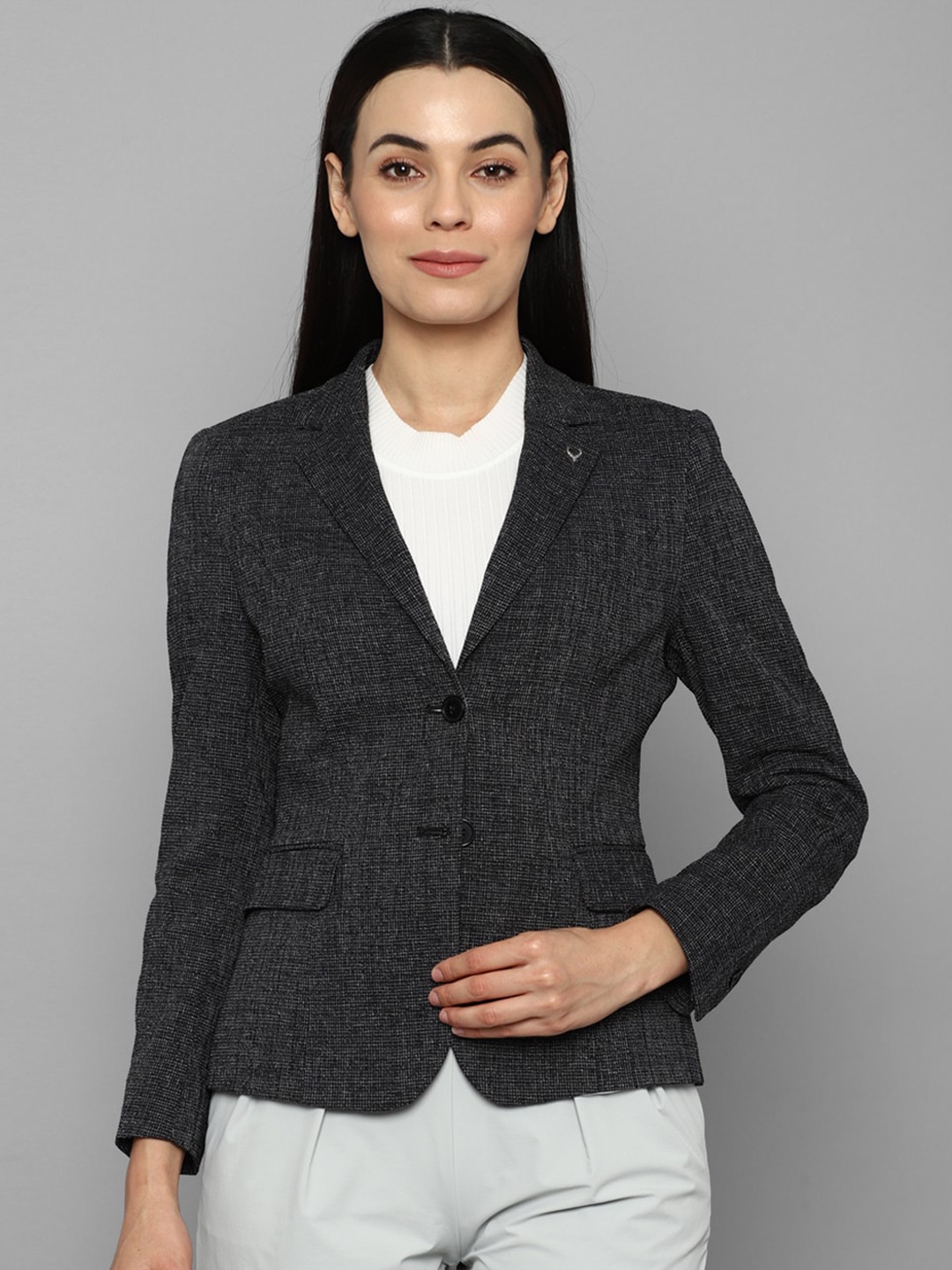 

Allen Solly Woman Women Grey Self Design Single-Breasted Formal Blazer