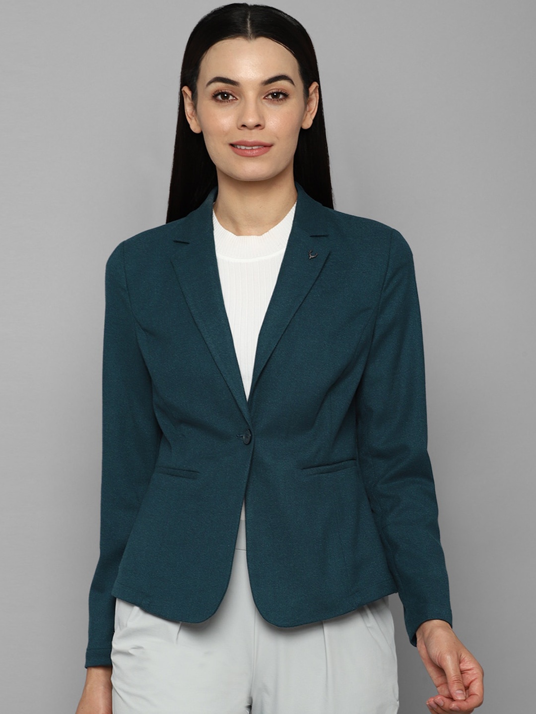 

Allen Solly Woman Women Green Self Design Single-Breasted Formal Blazer