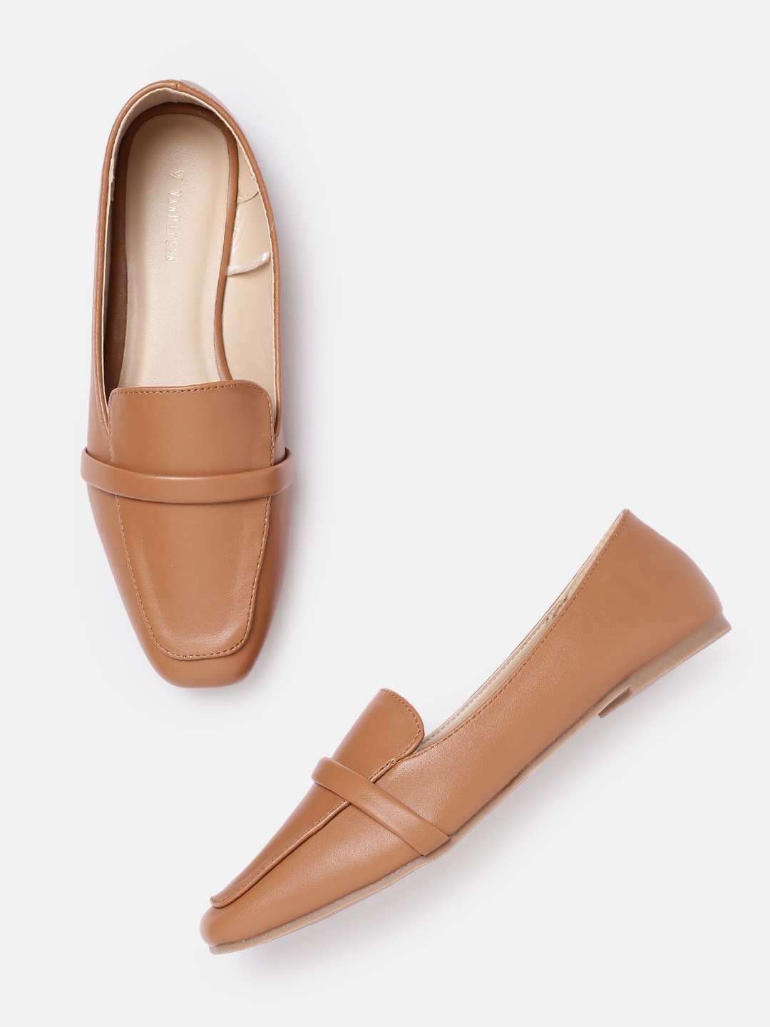 

Van Heusen Woman Tan Brown Solid Loafers
