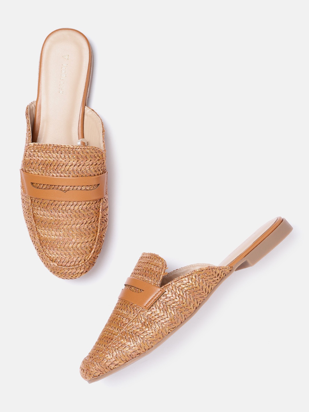 

Van Heusen Woman Brown Woven Design Mules