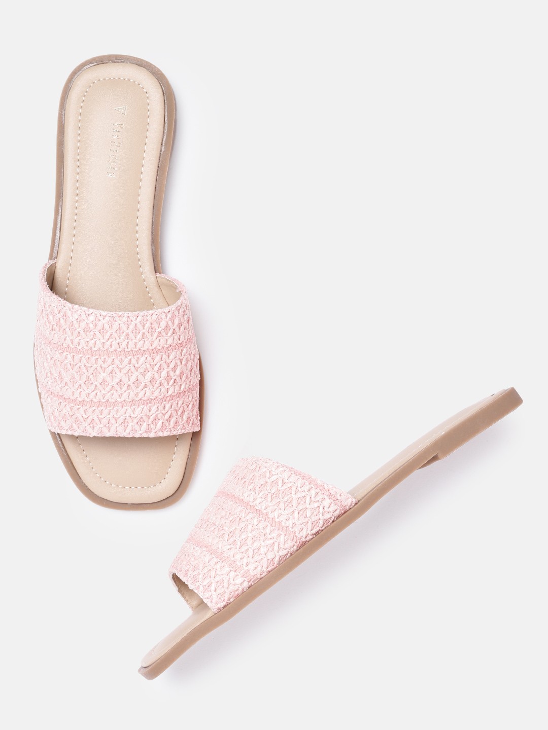 

Van Heusen Woman Pink Woven Design Open Toe Flats