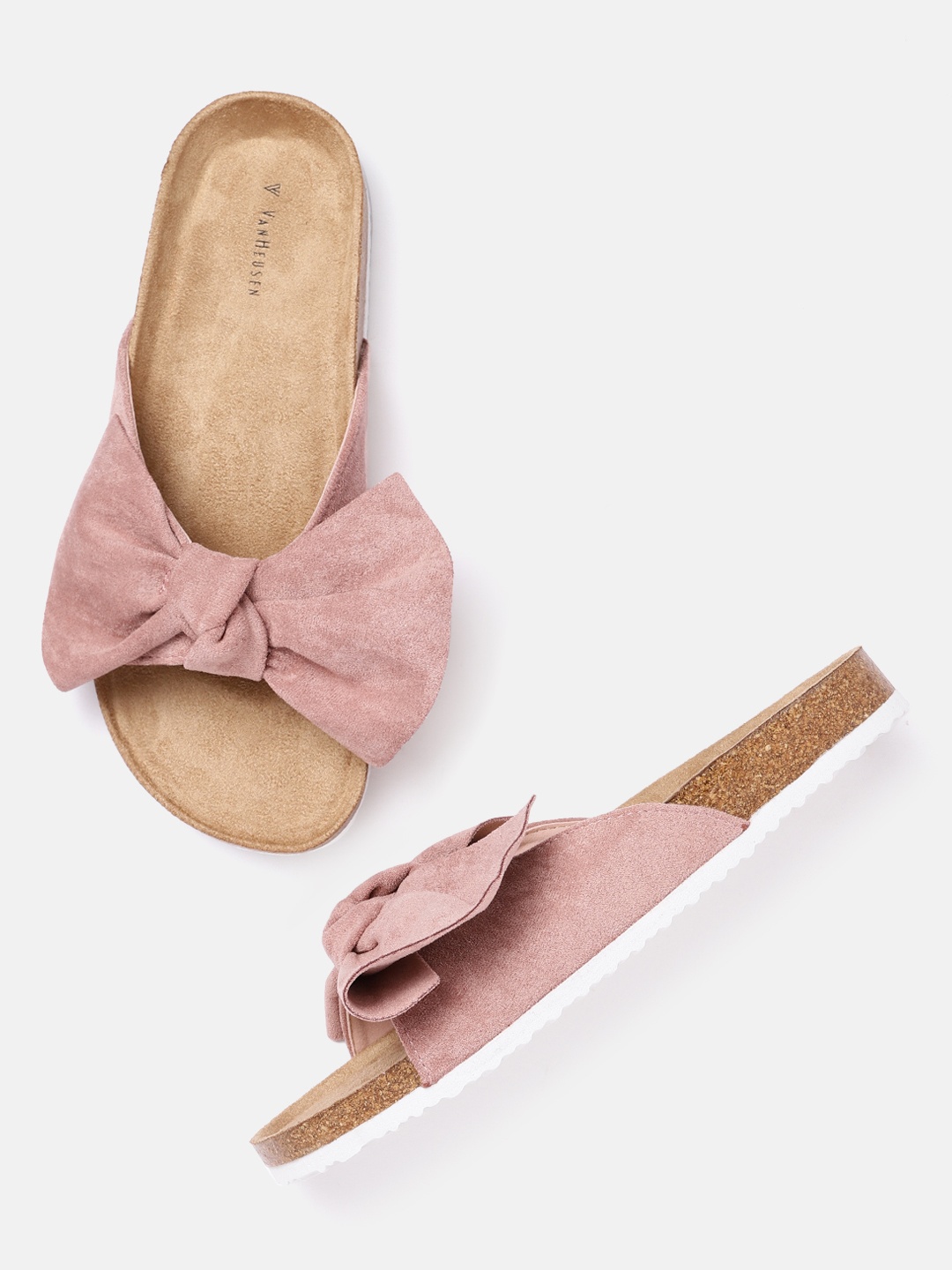

Van Heusen Woman Dusty Rose Pink Solid Open Toe Flats with Bow Detail