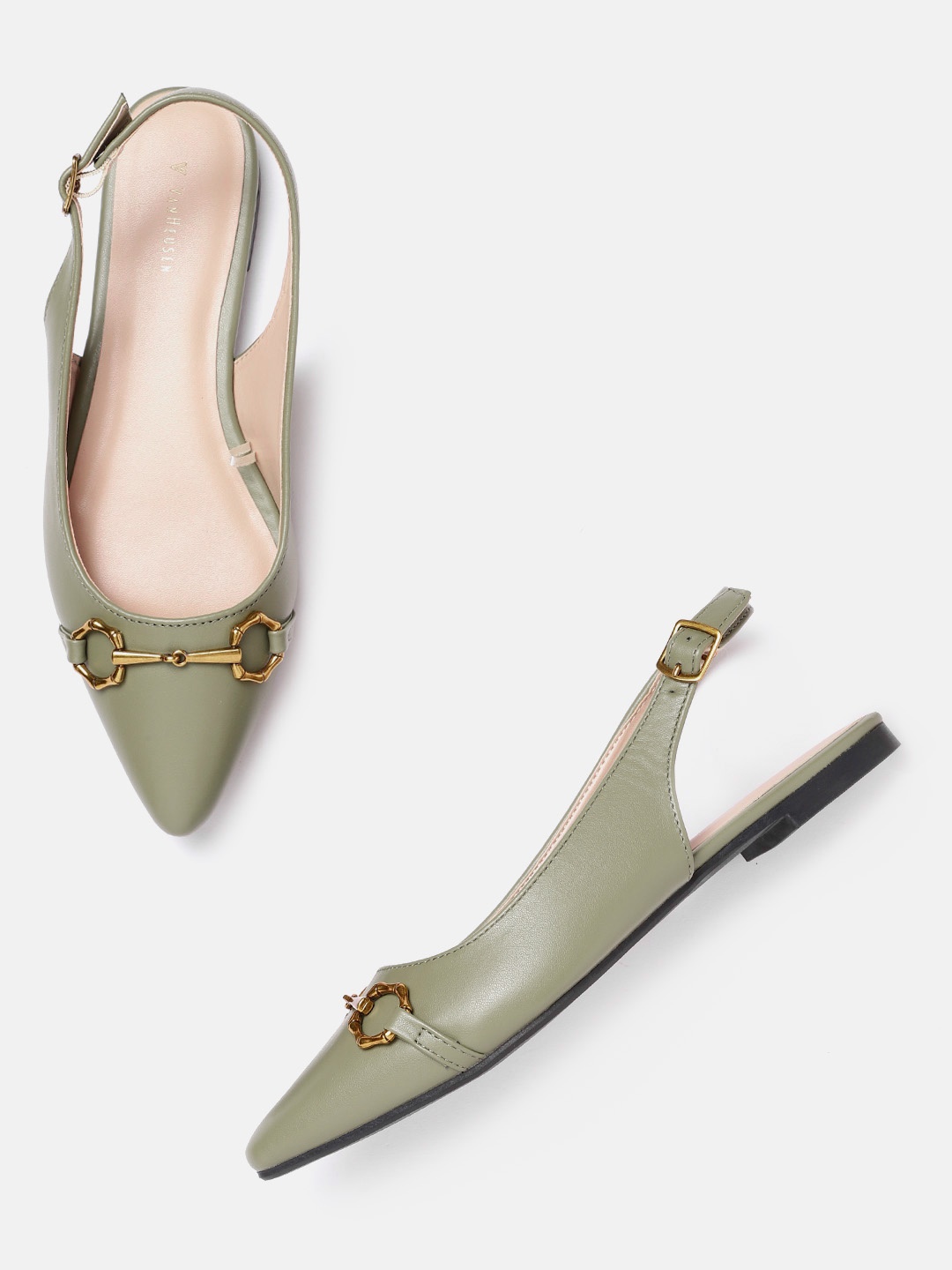 

Van Heusen Woman Olive Green Solid Ballerinas