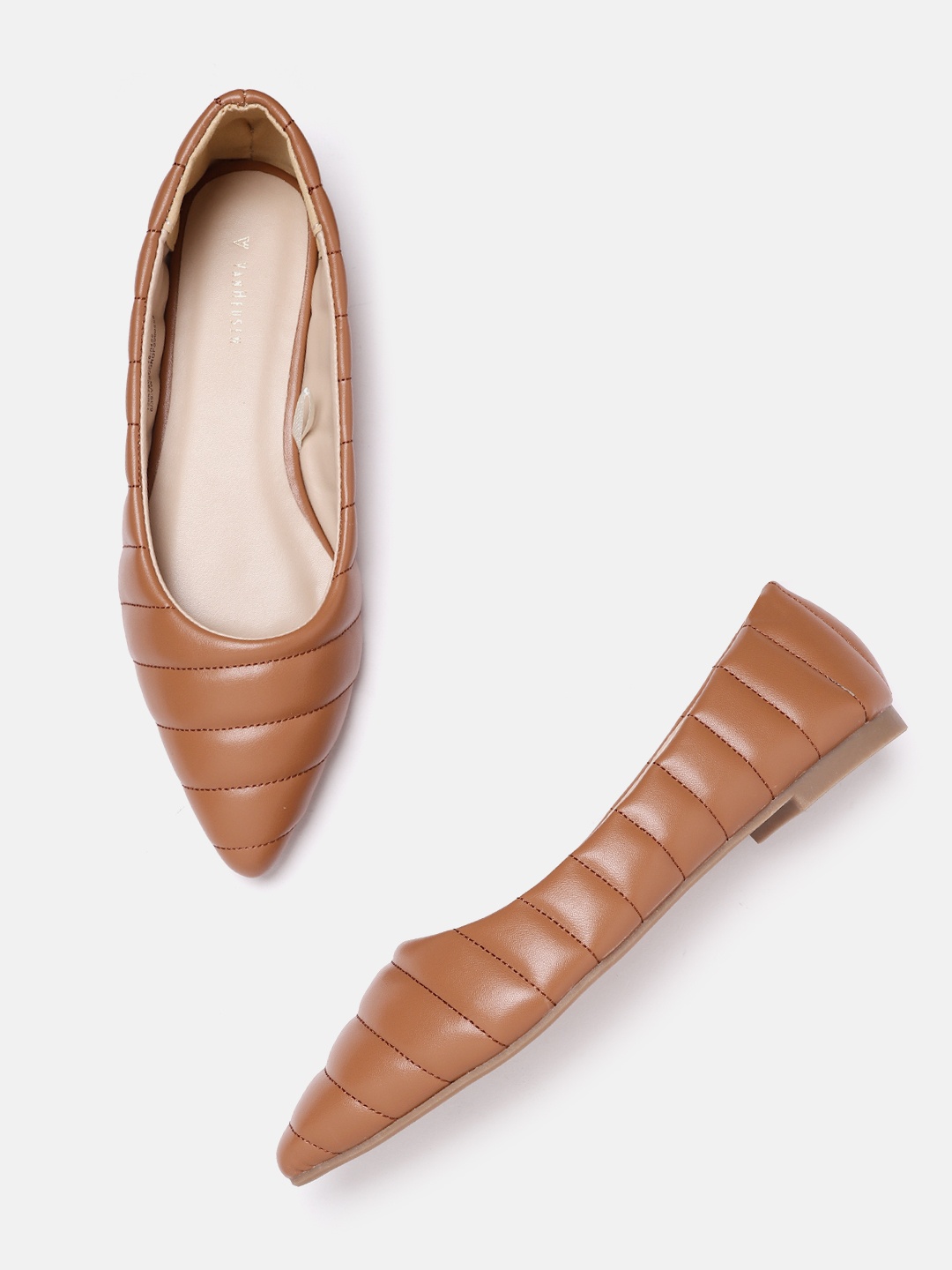 

Van Heusen Woman Tan Brown Quilted Ballerinas