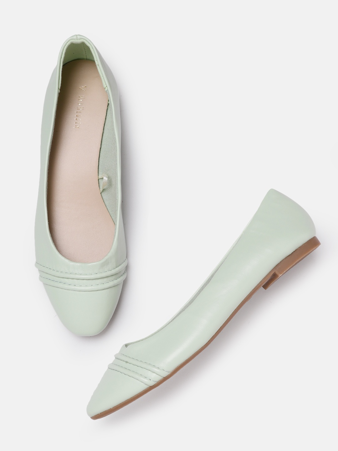 

Van Heusen Woman Mint Green Solid Ballerinas with Pintucks Detail