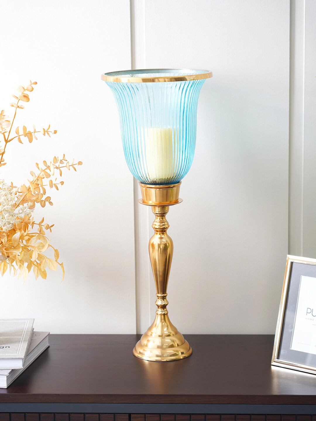 

Pure Home and Living Blue Solid Hurricane Candle Holders