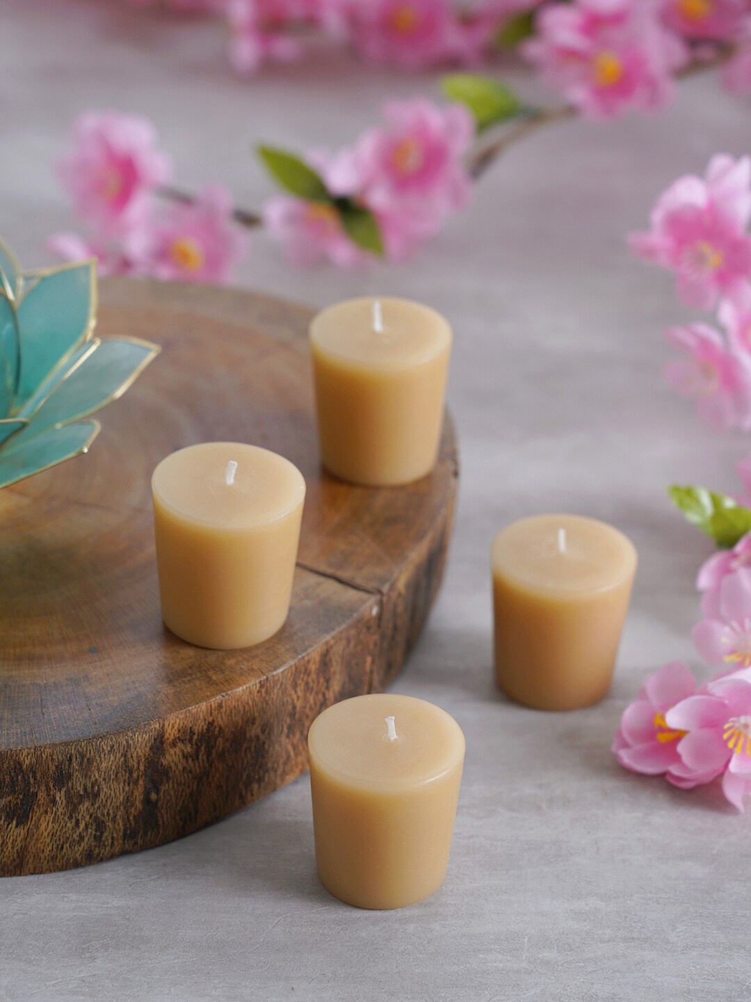 

Pure Home and Living Set Of 4 Votive Candle Holder, Beige