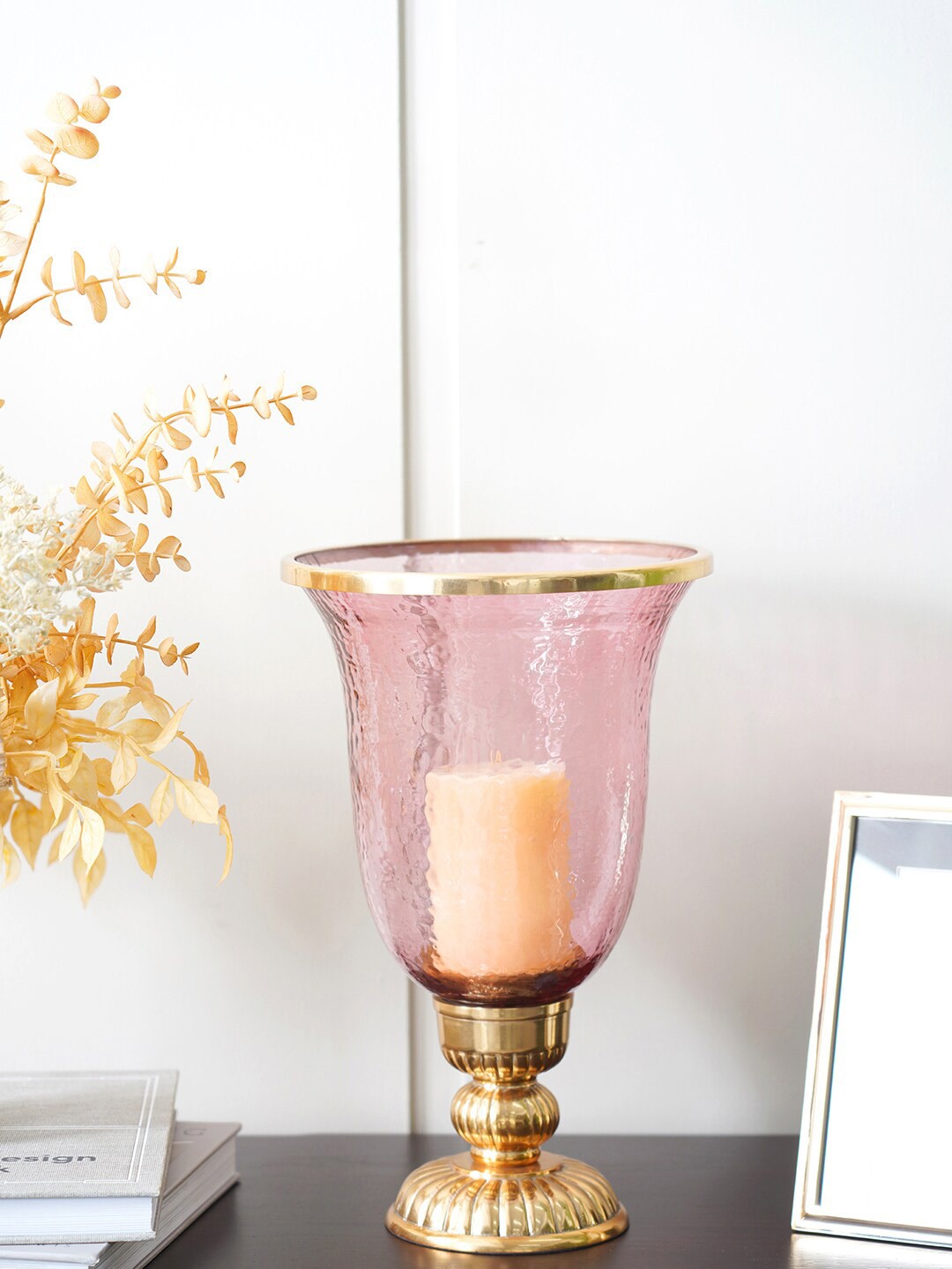 

Pure Home and Living Pink Solid Hurricane Candle Holders