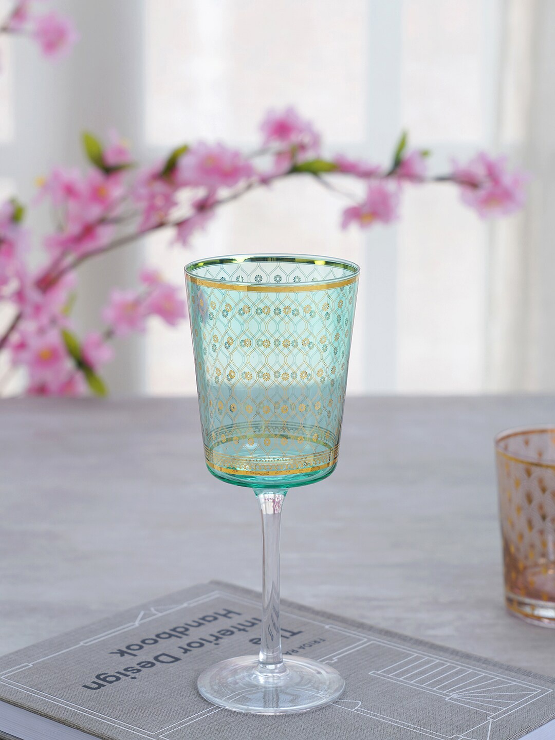 

Pure Home and Living Green & Gold Printed Stem Candle Holder