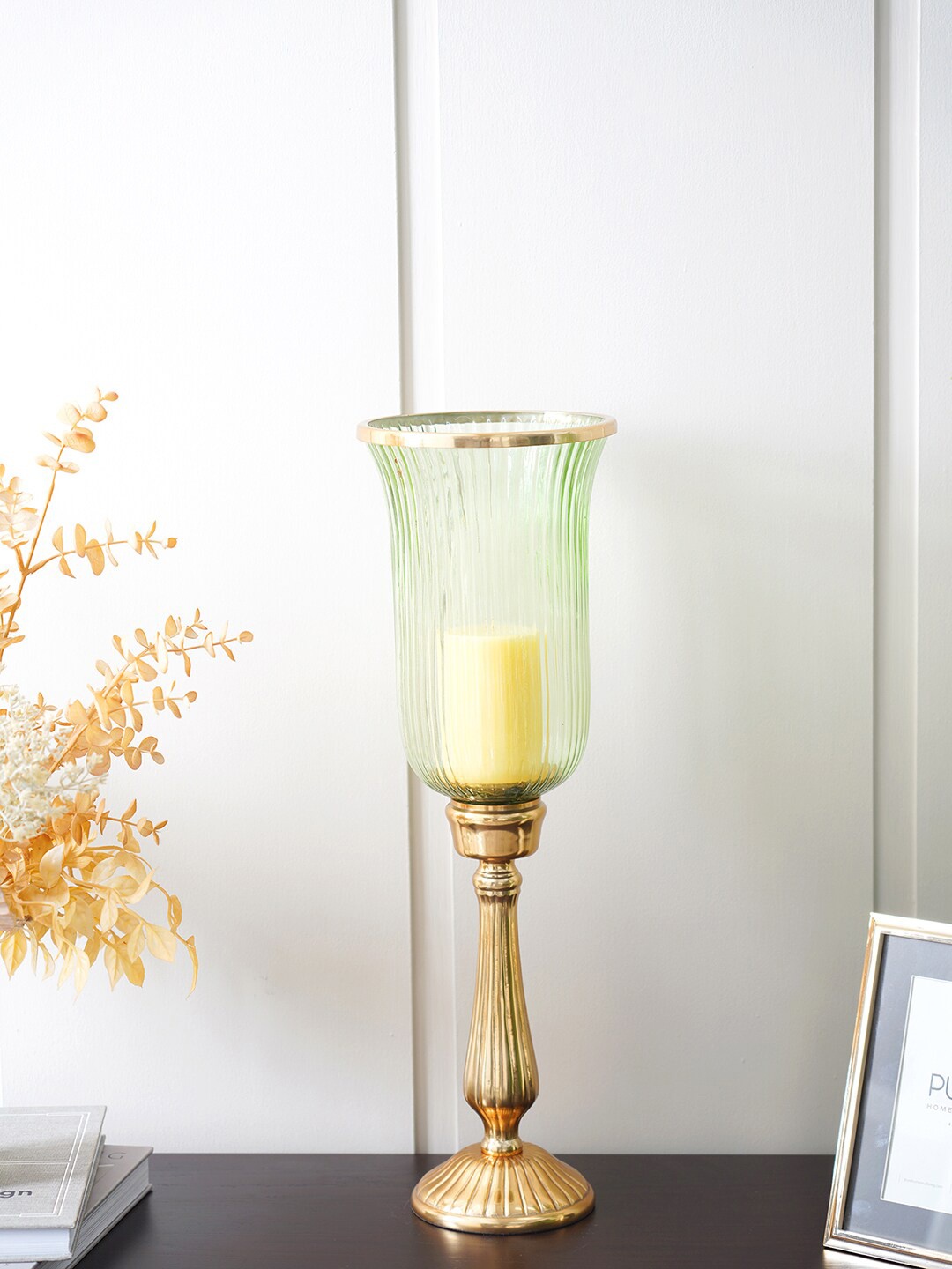 

Pure Home and Living Green Solid Hurricane Candle Holders