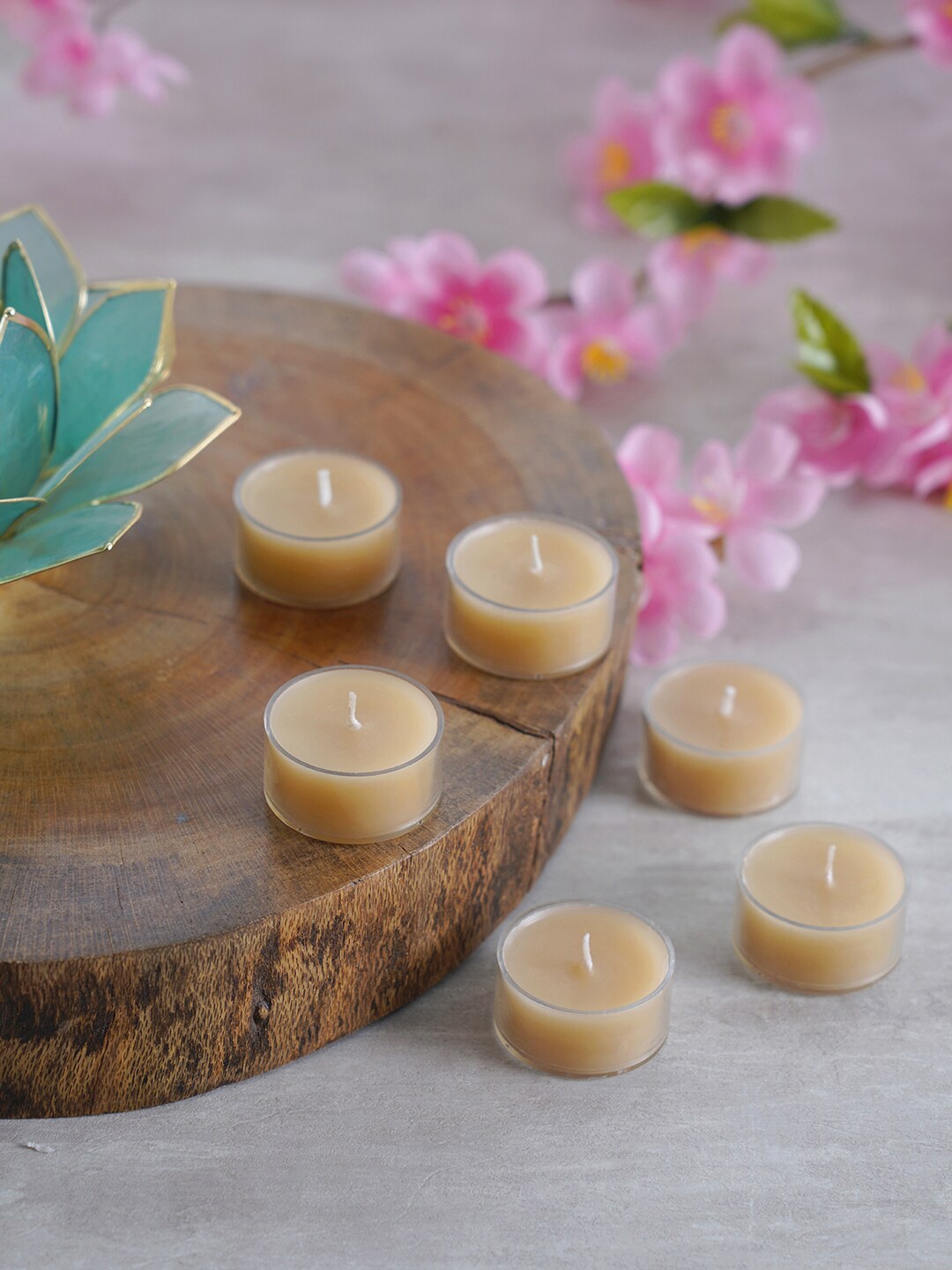 

Pure Home and Living Set Of 6 Beige T-Light Candles