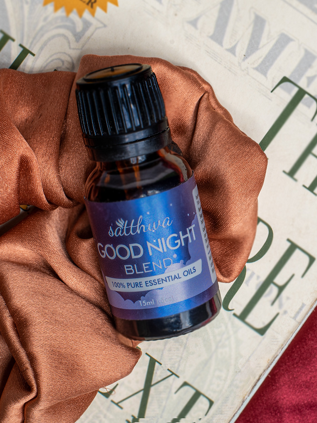 

Satthwa Good Night Blend Essential Oil for Sleep & Stress Relief Lavender & Vetiver - 15ml, Blue