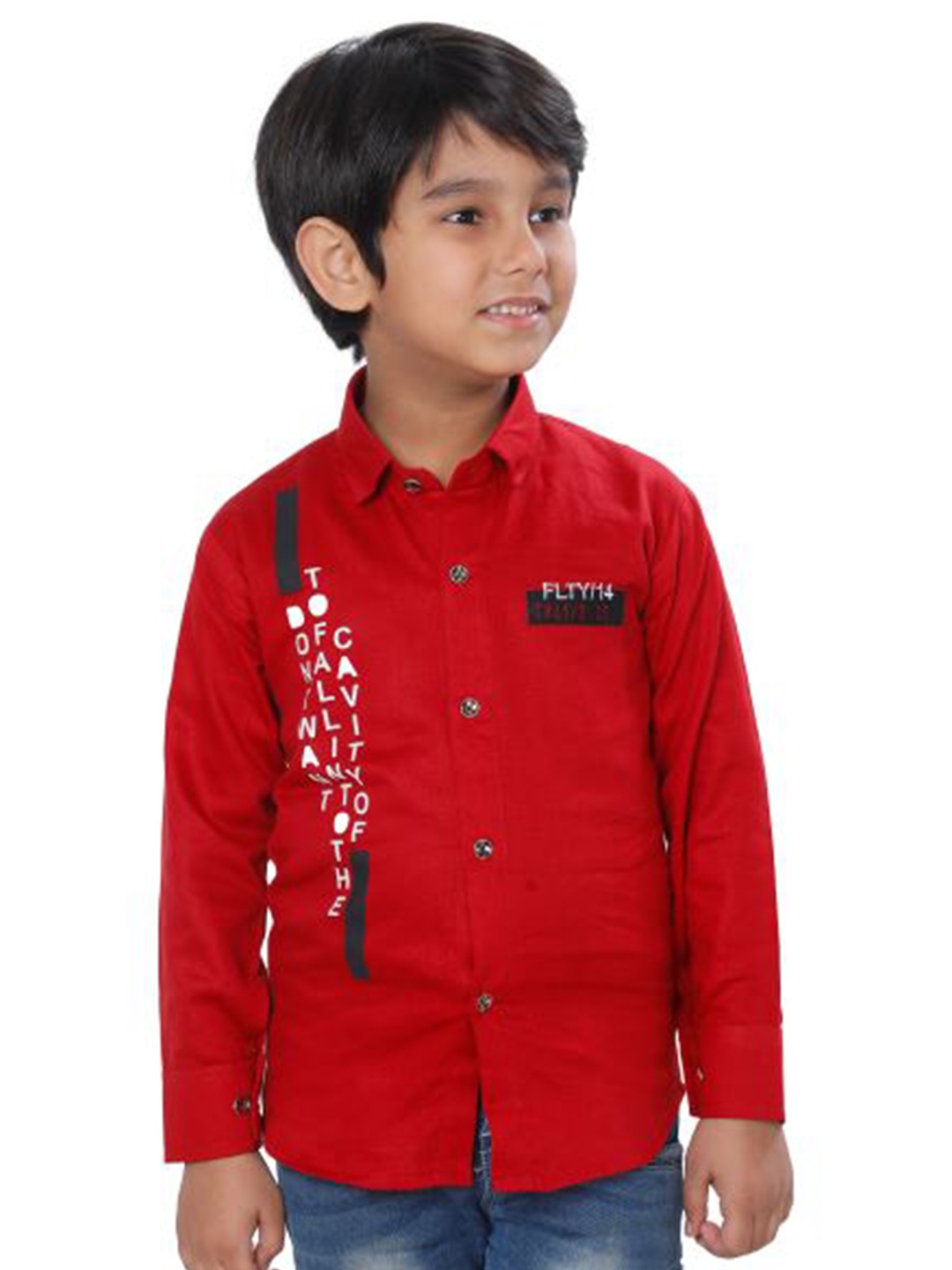

DKGF FASHION Boys Red Casual Shirt