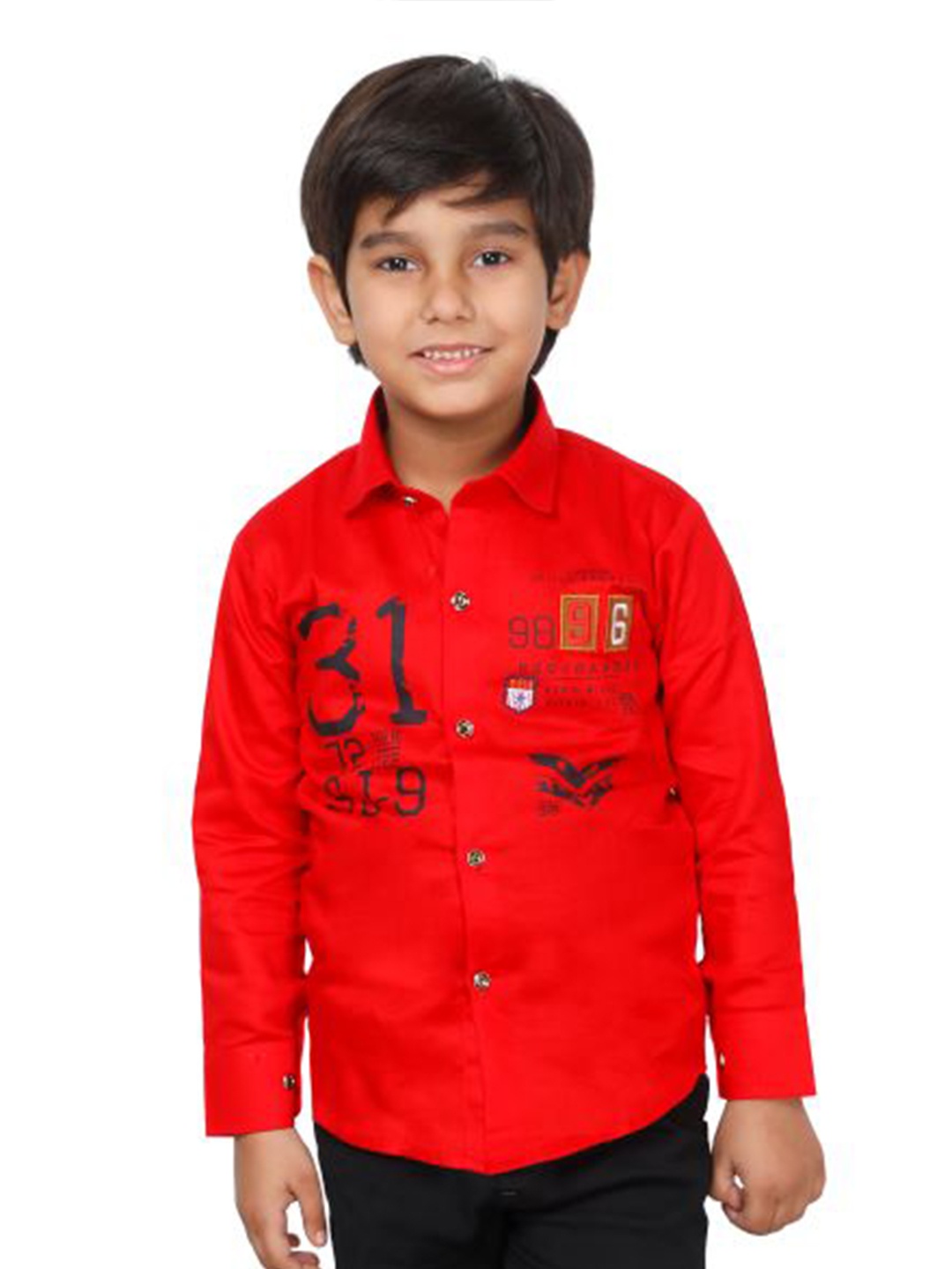 

DKGF FASHION Boys Red Casual Shirt