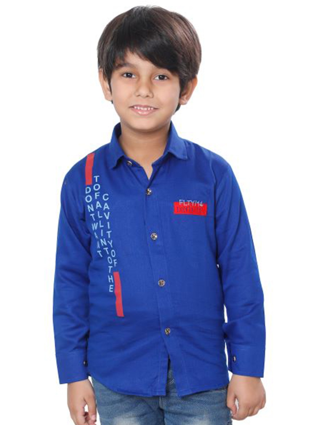 

DKGF FASHION Boys Blue Casual Shirt