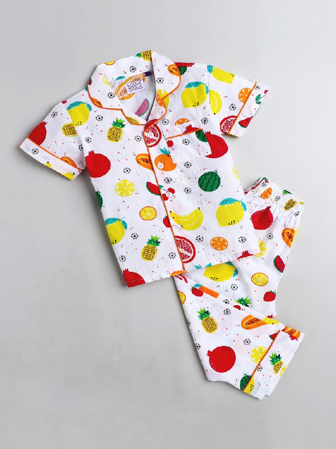 

KOOCHI POOCHI Unisex Kids White & Red Printed Night suit