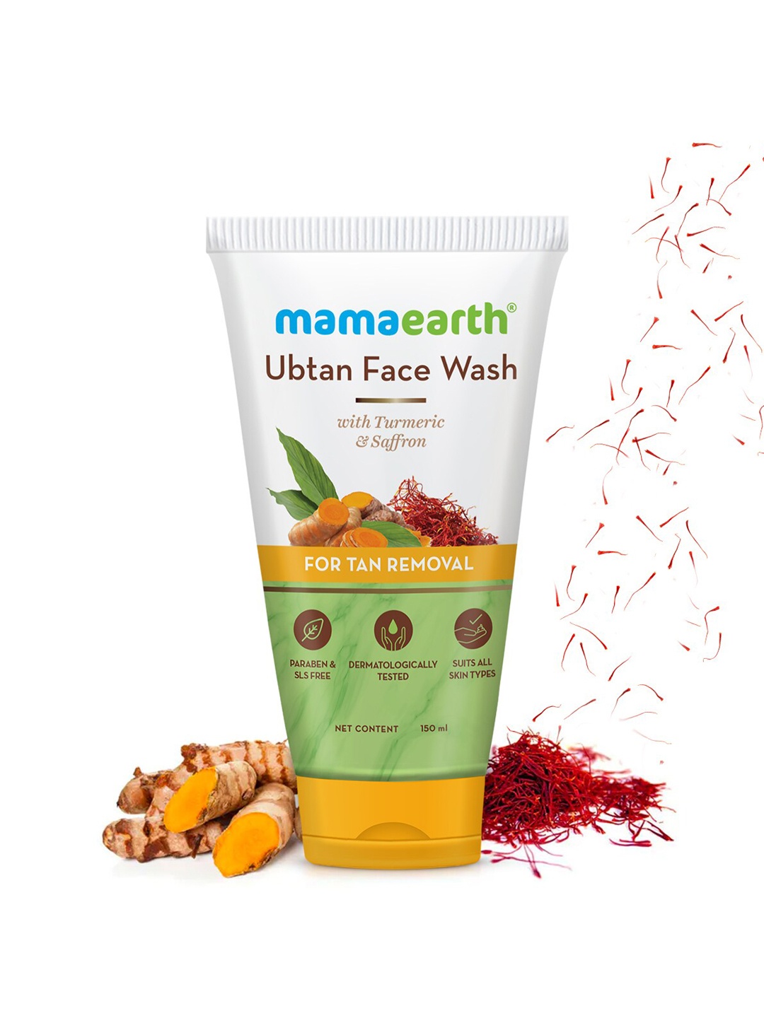 

Mamaearth Ubtan Natural Face Wash with Turmeric & Saffron for Tan Removal - 150ml, Yellow