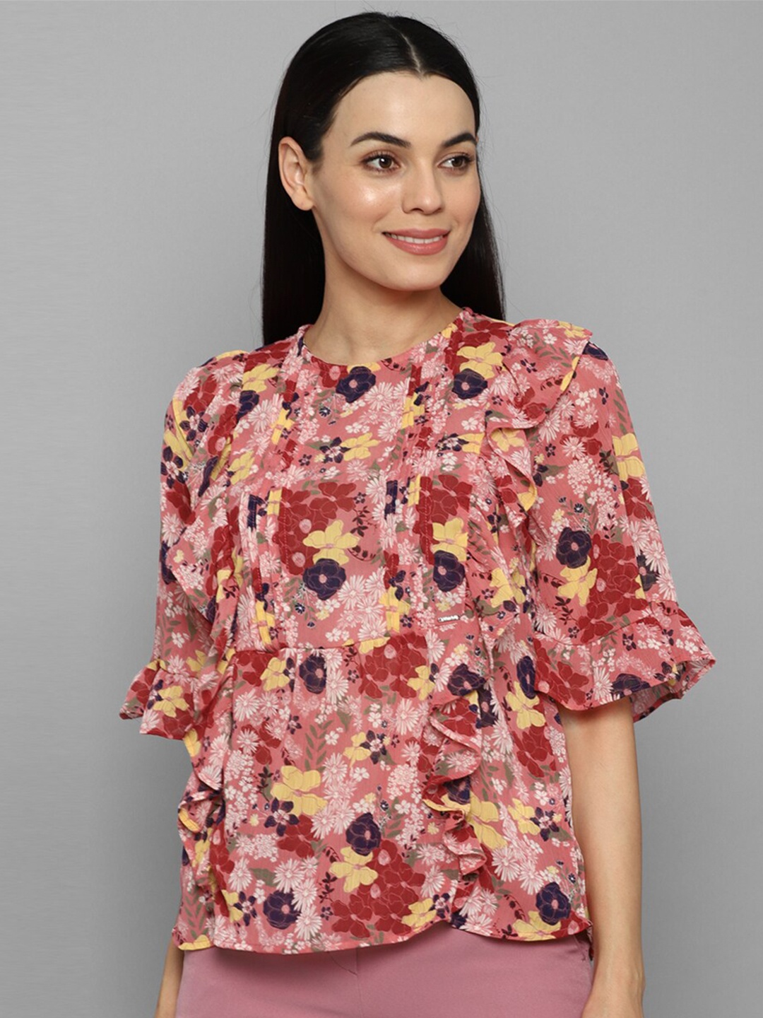 

Allen Solly Woman Pink Floral Print Top