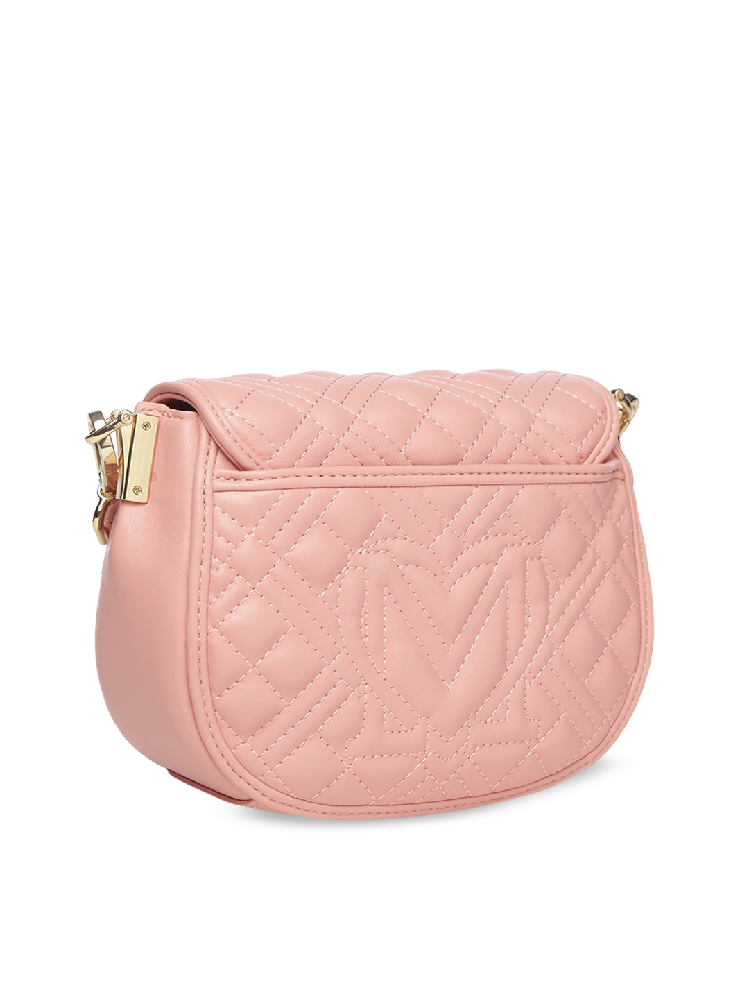 

LOVE MOSCHINO Pink Leather Structured Sling Bag with Quilted