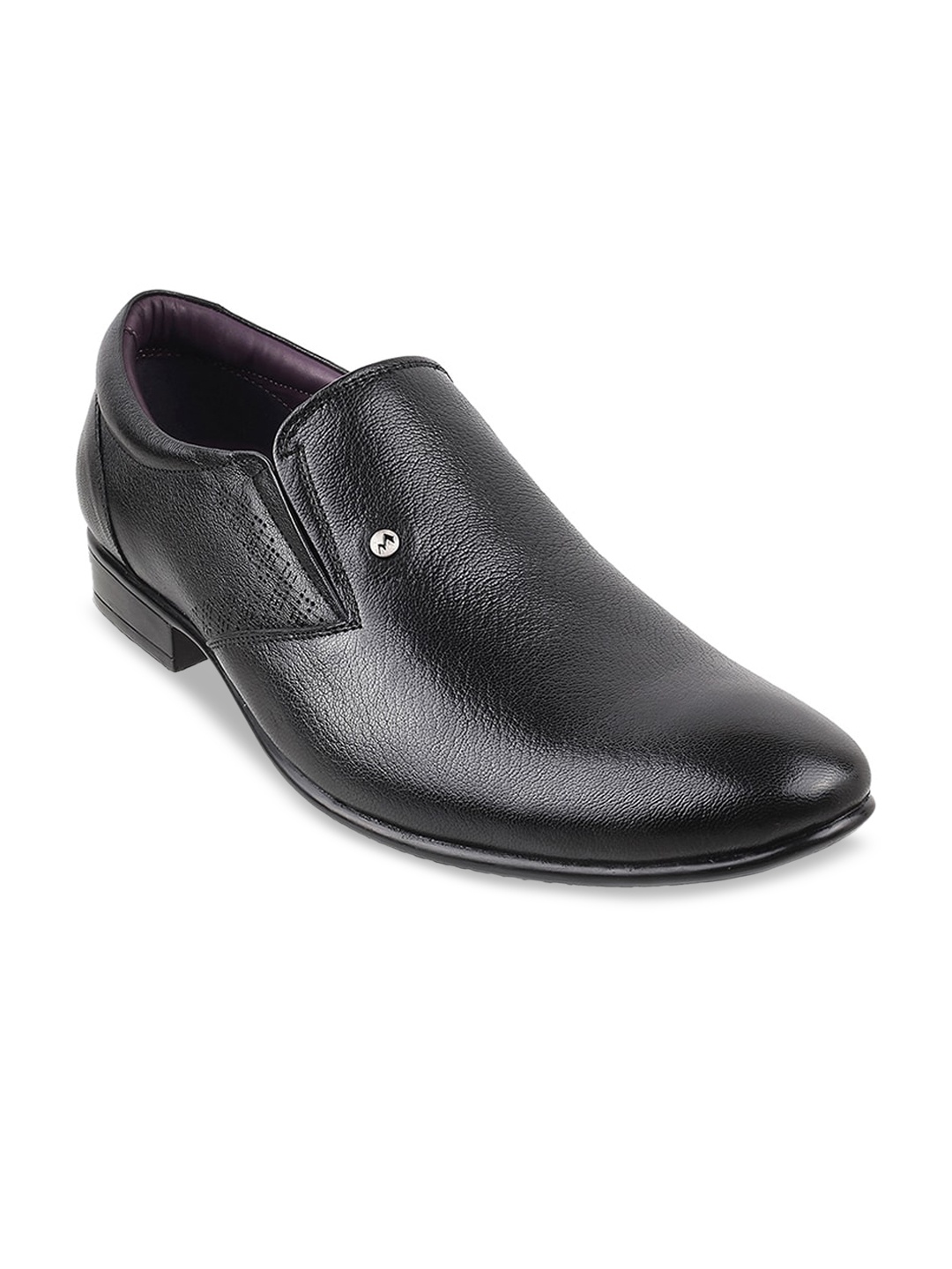 

Metro Men Black Textured Leather Formal Loafers