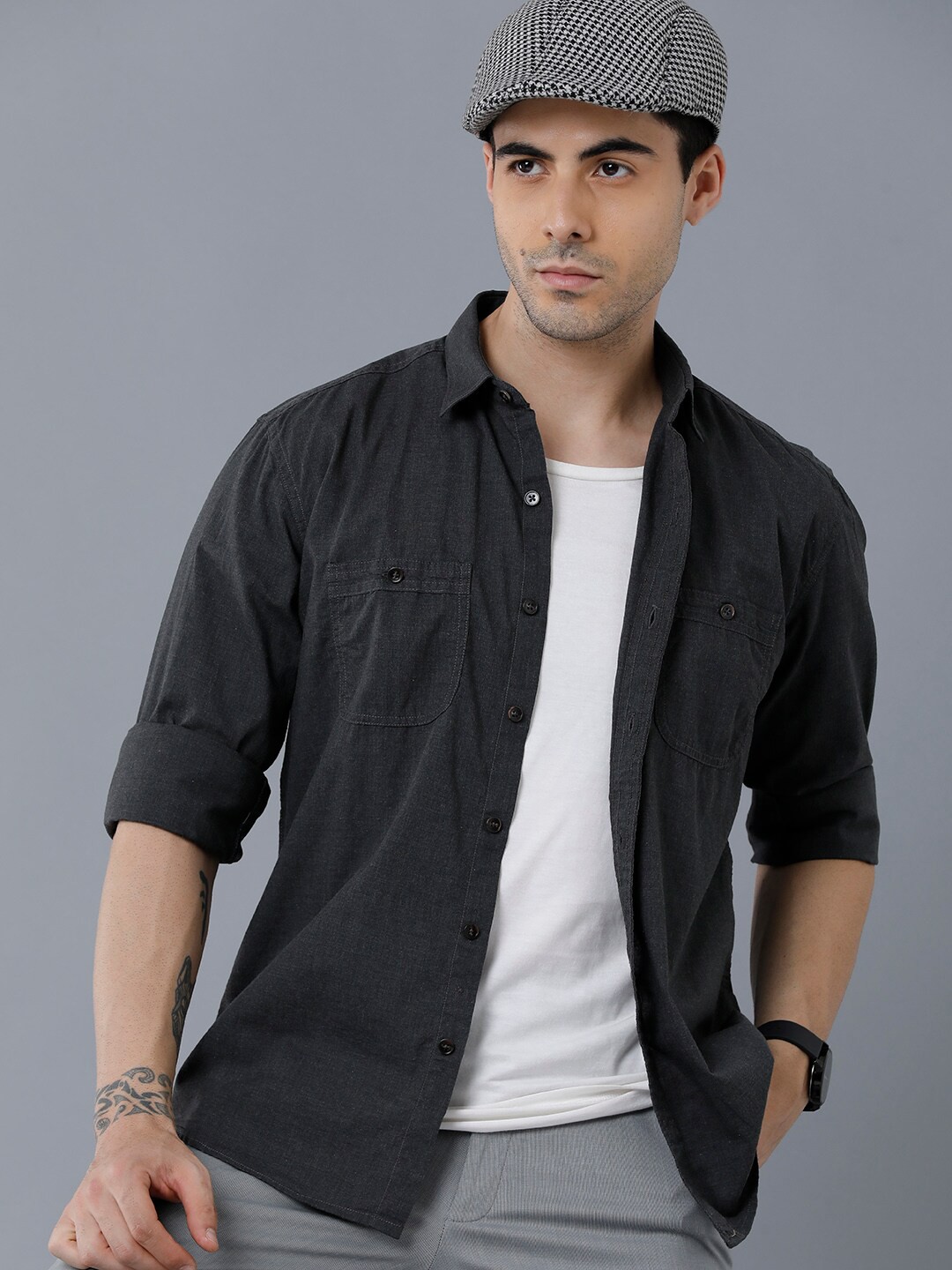 

YOVISH Men Charcoal Smart Slim Fit Casual Shirt