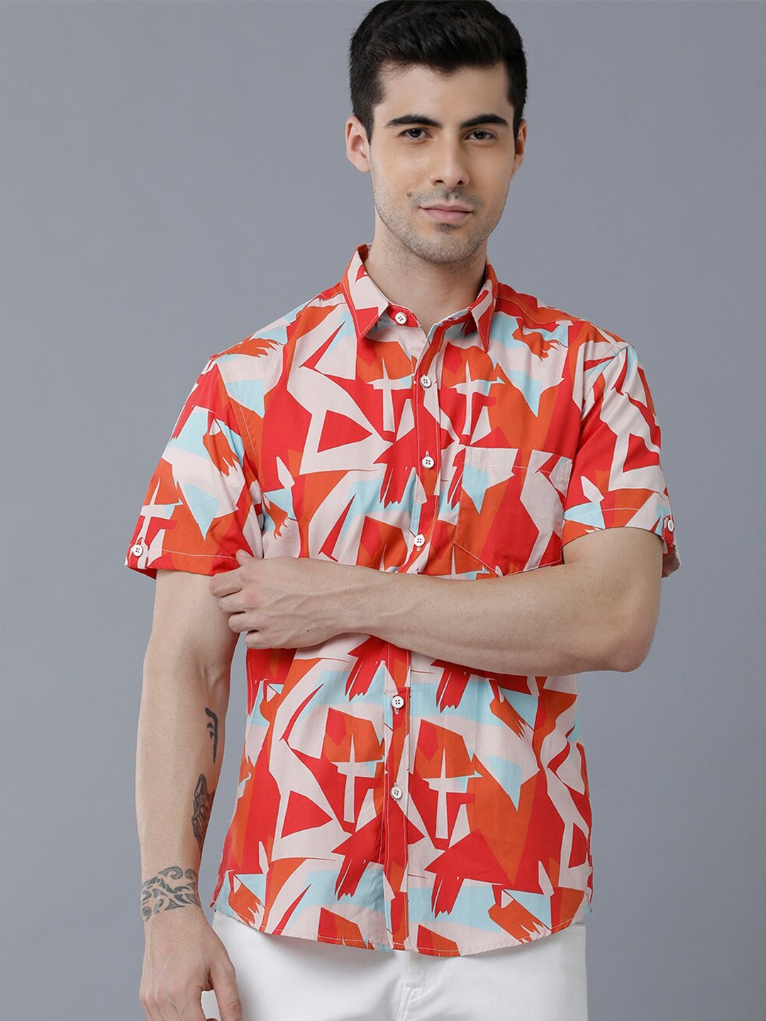 

YOVISH Men Multicoloured Smart Slim Fit Floral Printed Casual Shirt, Multi