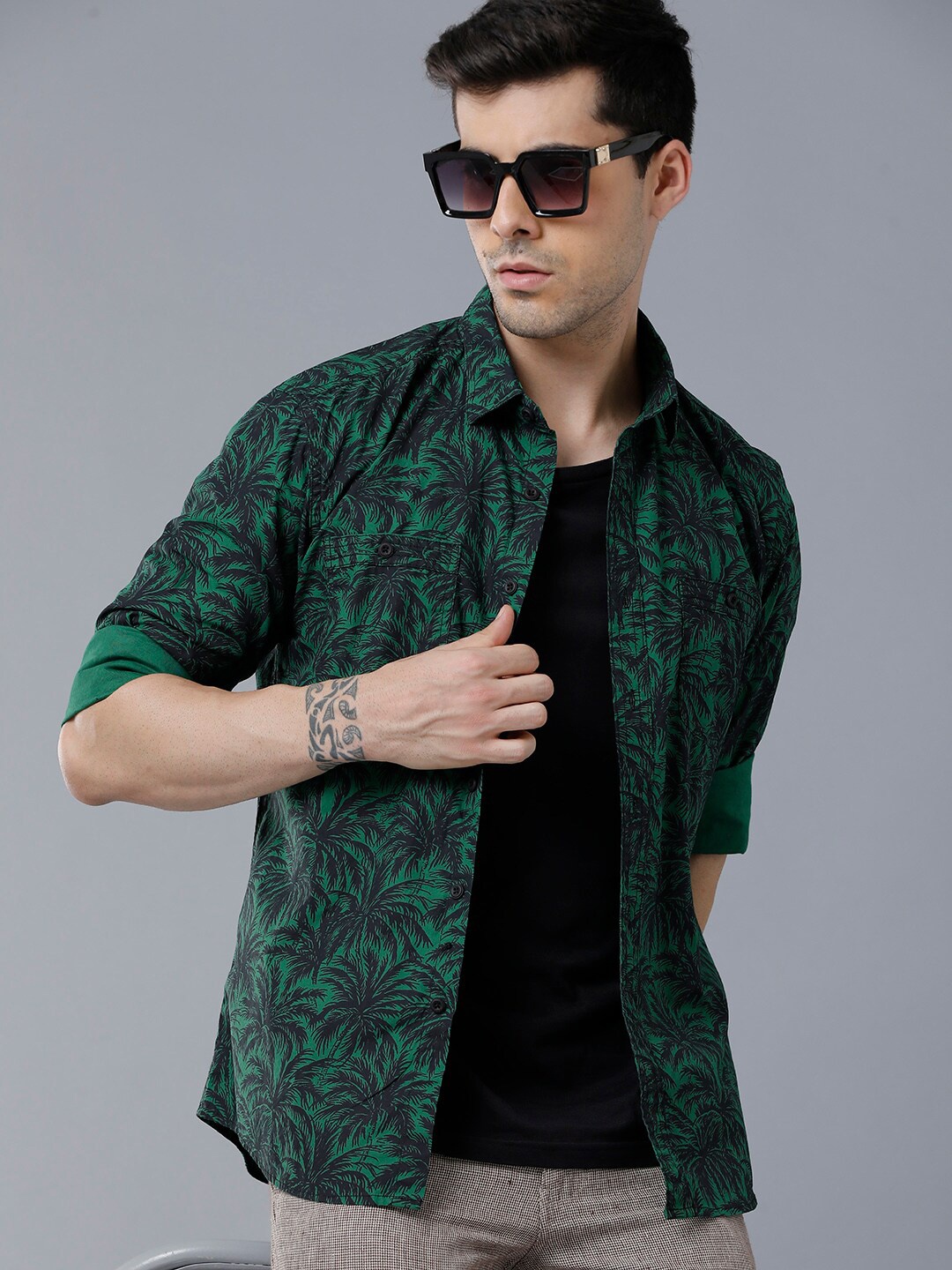 

YOVISH Men Green Smart Slim Fit Tartan Checks Checked Casual Shirt