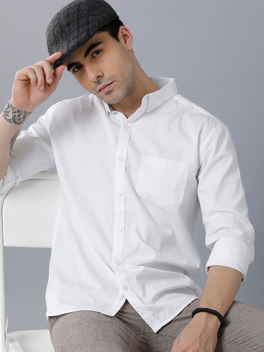 

YOVISH Men White Smart Slim Fit Casual Shirt