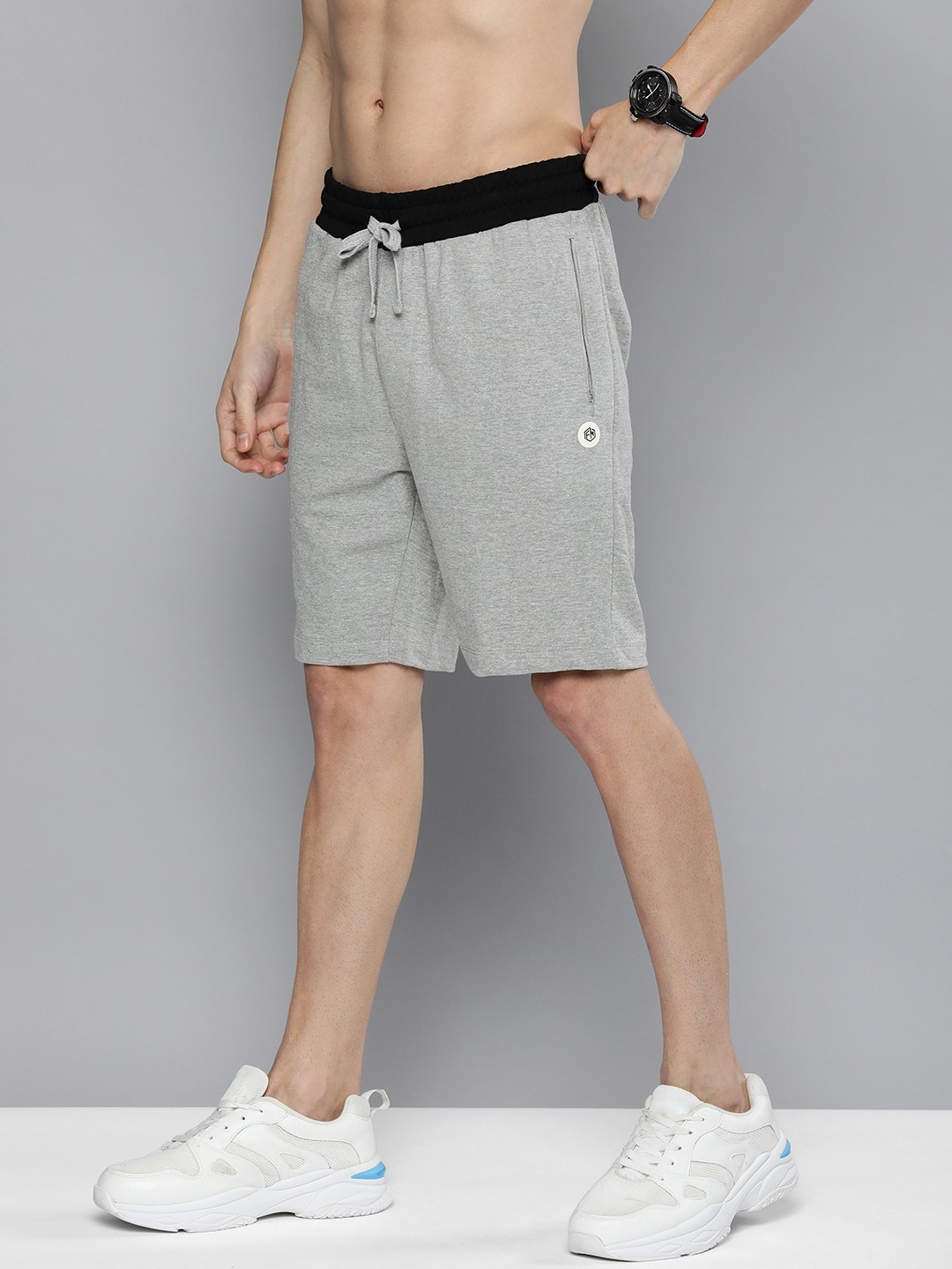 

Flying Machine Men Grey Melange Slim Fit Regular Shorts