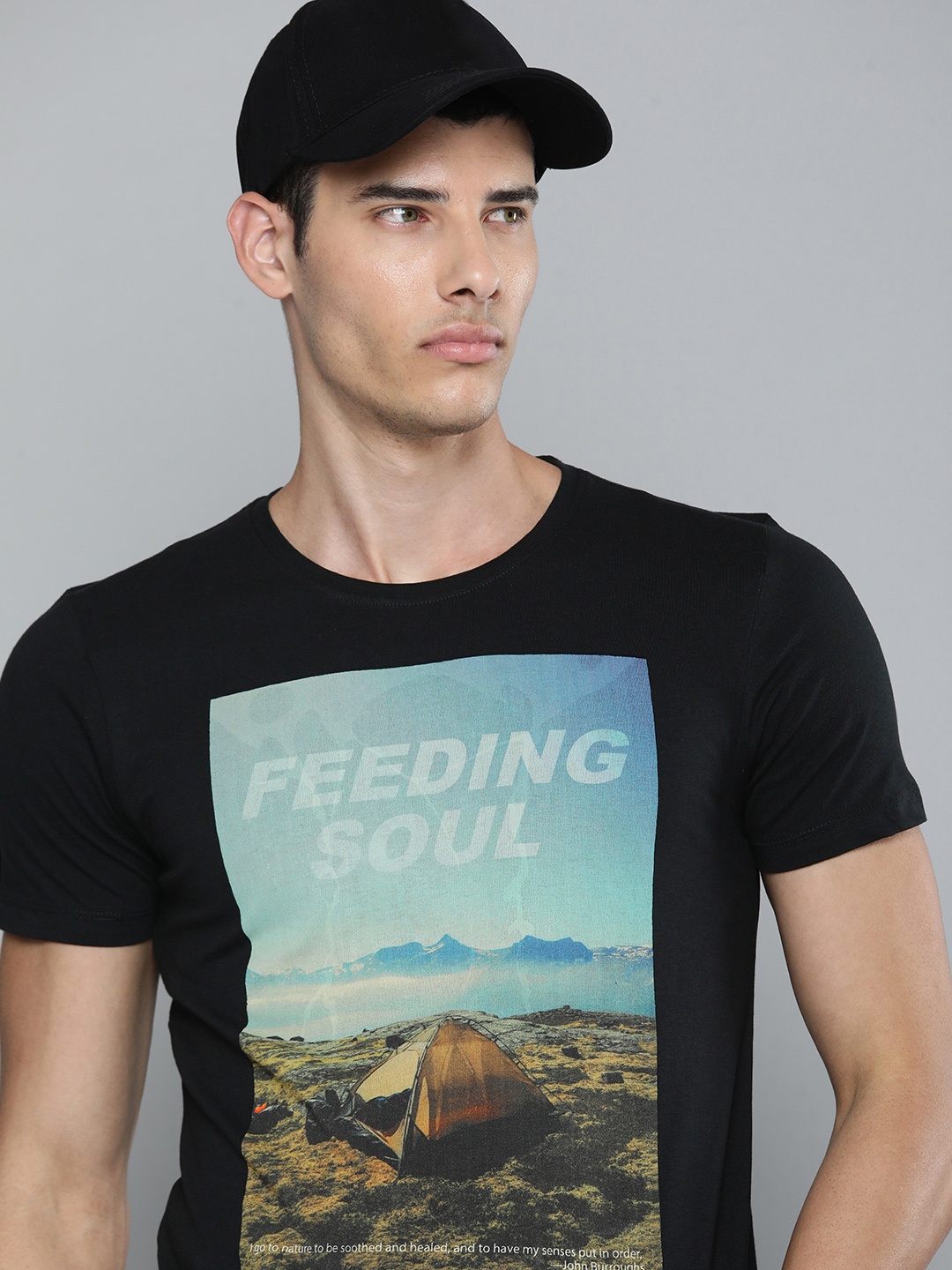 

Flying Machine Men Black Printed Pure Cotton T-shirt