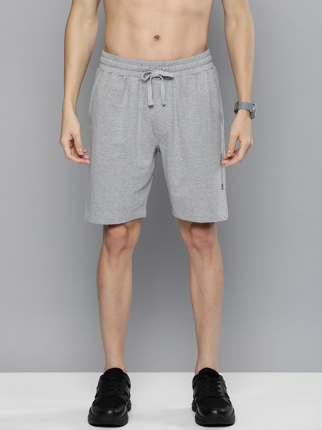 

Flying Machine Men Grey Melange Slim Fit Regular Shorts