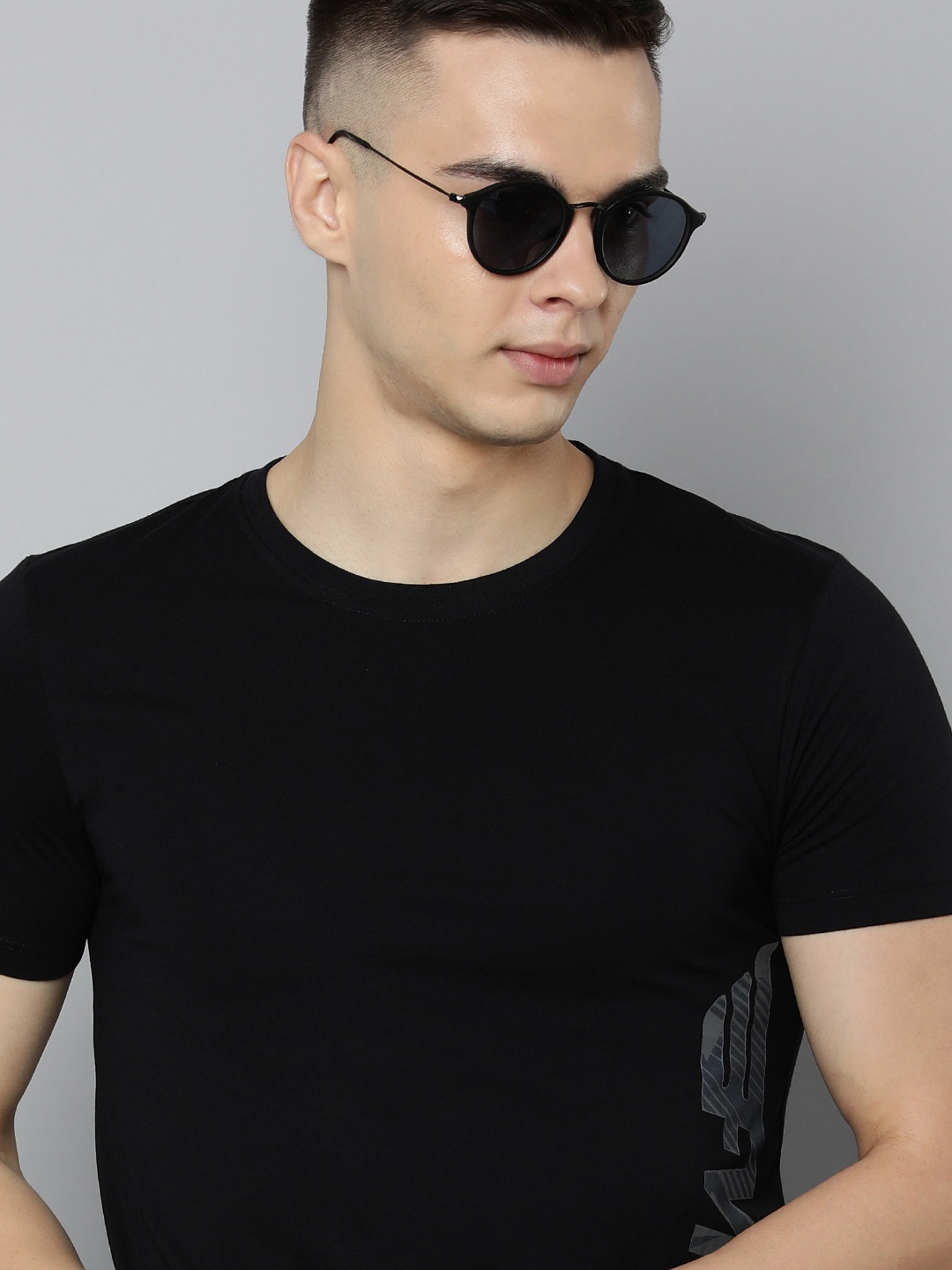 Flying Machine Men Brand Logo Printed Round-Neck Casual T-shirt, Black