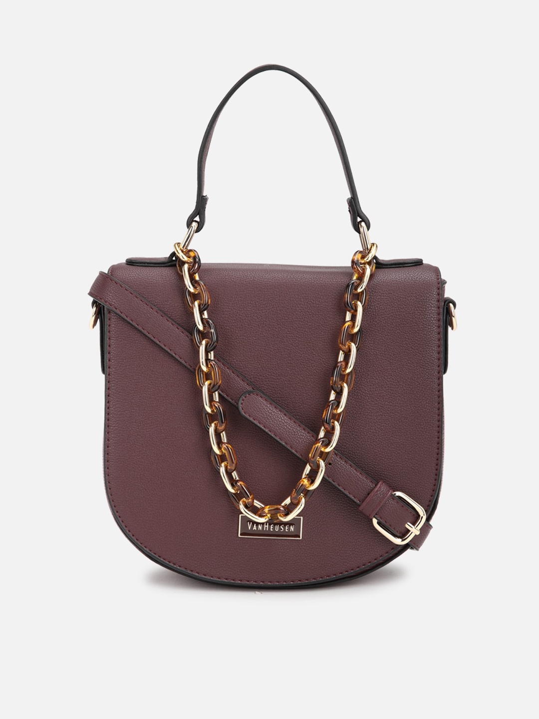 

Van Heusen Woman Maroon PU Bowling Handheld Bag with Quilted