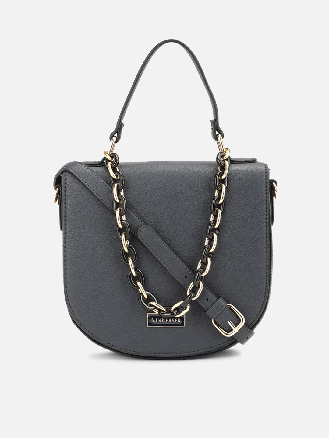 

Van Heusen Woman Navy Blue PU Bowling Satchel with Quilted