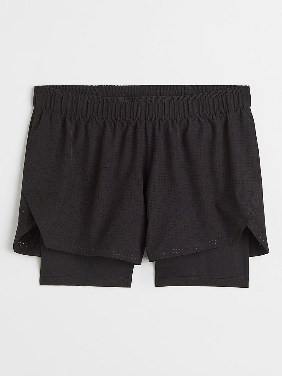 

H&M Men Black Regular Fit Double-Layered Running Shorts