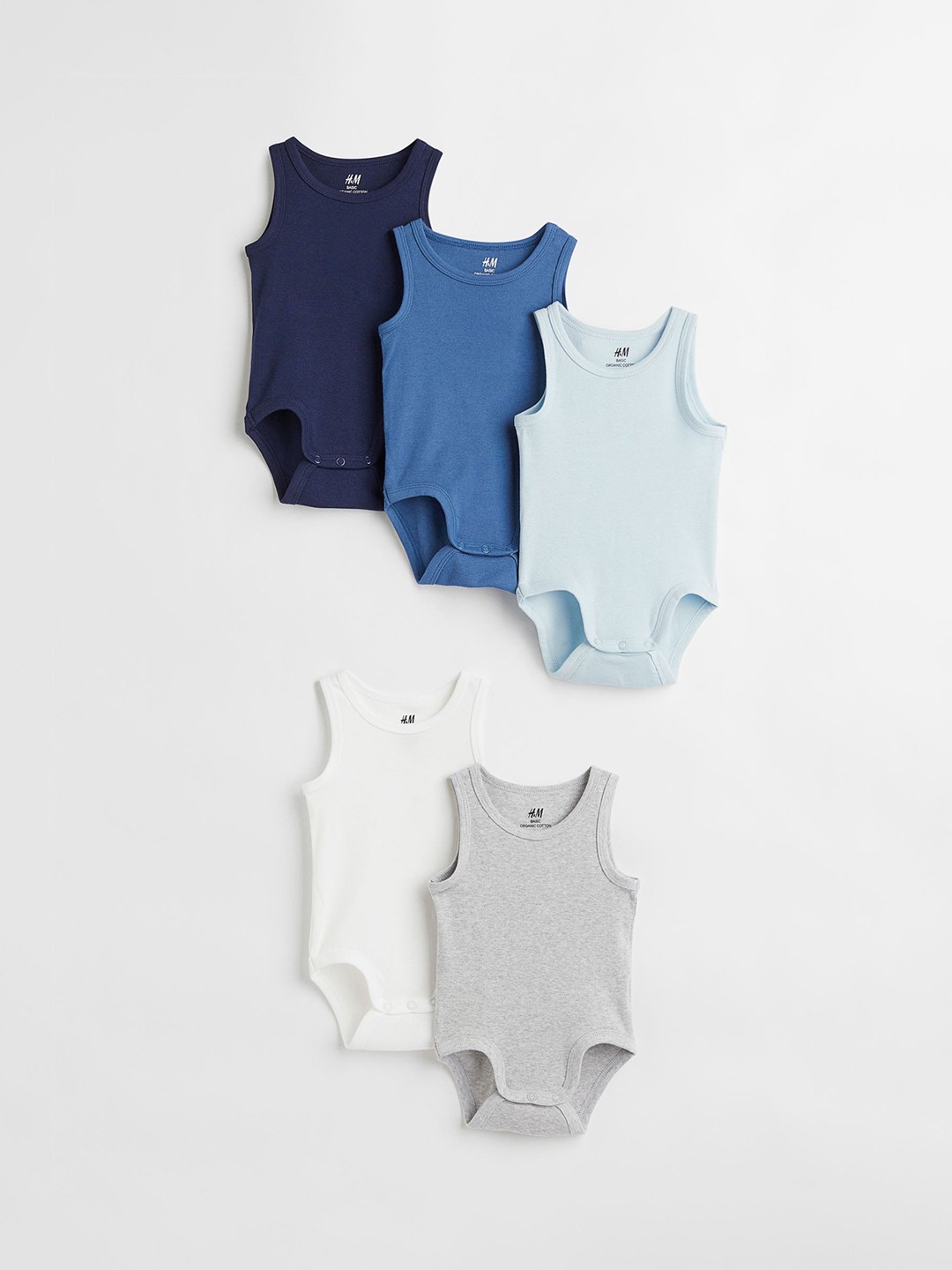 

H&M Infant Boys Blue & White 5-Pack Cotton Bodysuits