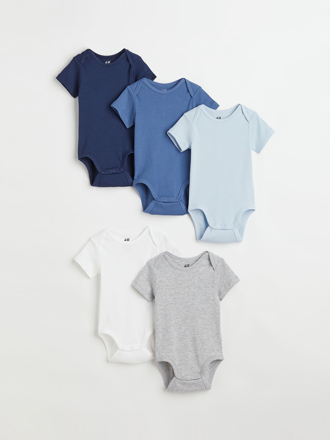 

H&M Infant Boys 5-Pack Cotton Bodysuits, Blue