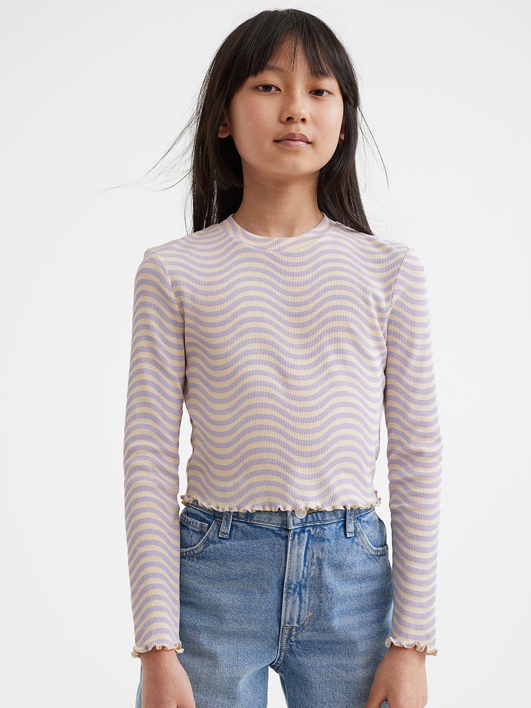 

H&M Girls Pink Ribbed Cotton Jersey Cropped Top