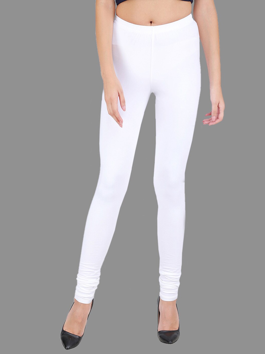 

SPIFFY Women White Solid Cotton Slim-Fit Churidar