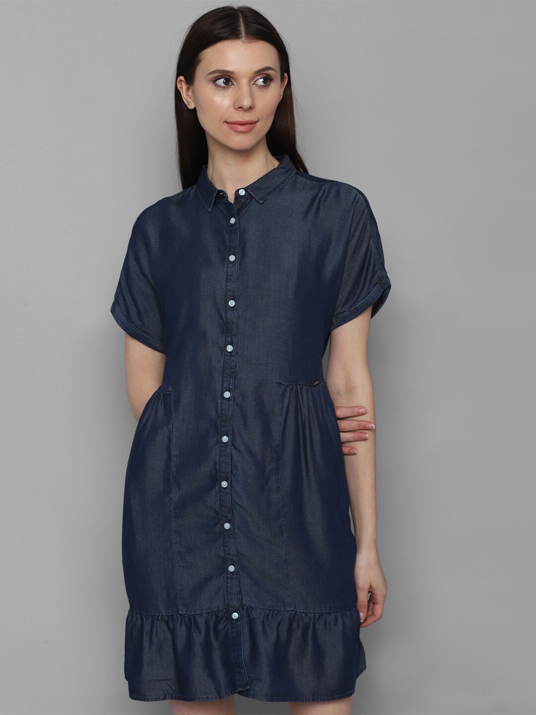 

Allen Solly Woman Navy Blue Shirt Dress