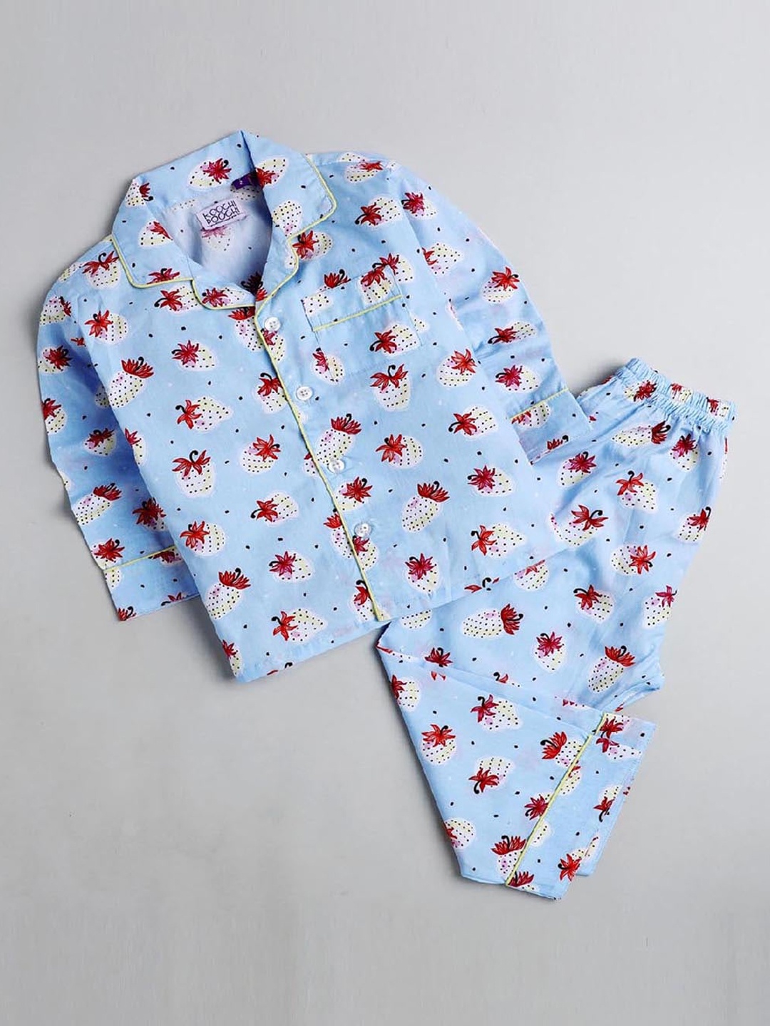 

KOOCHI POOCHI Unisex Kids Blue & Red Printed Night suit