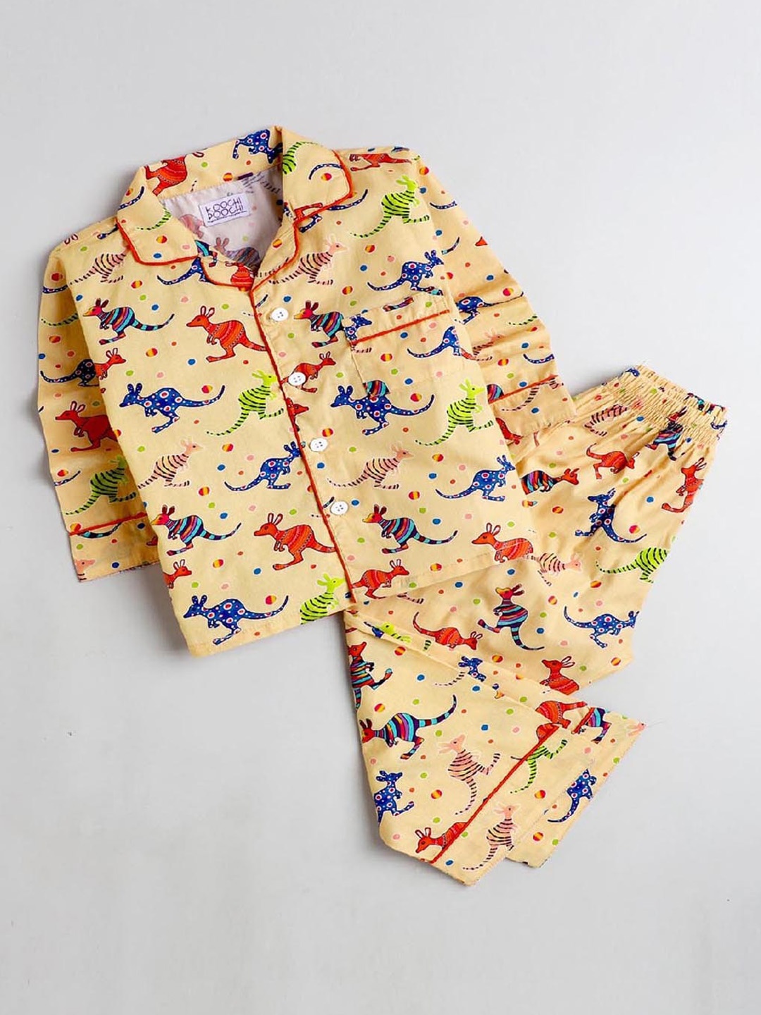 

KOOCHI POOCHI Unisex Kids Orange & Red Printed Night suit