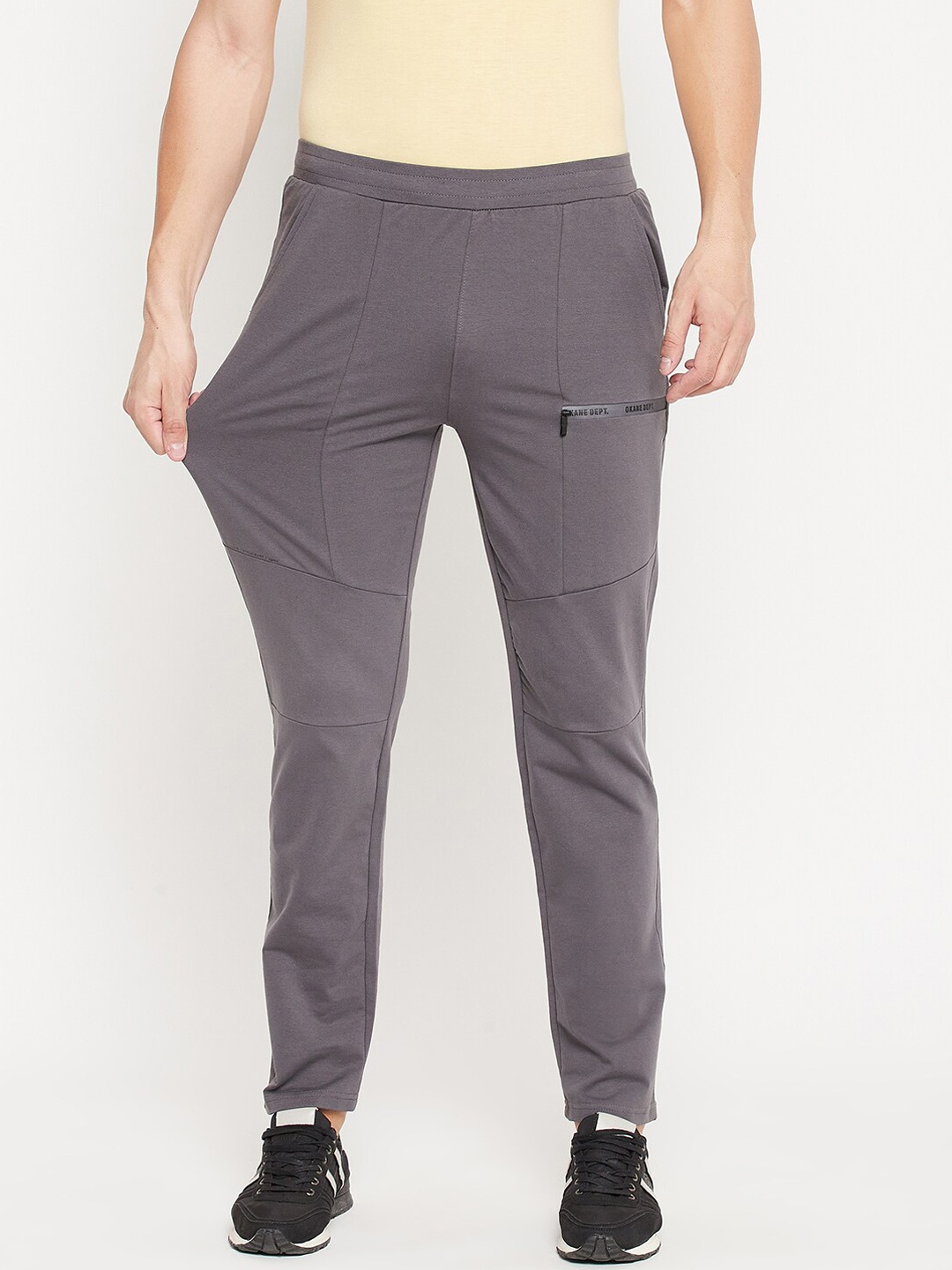 

Okane Men Grey Solid Track Pants