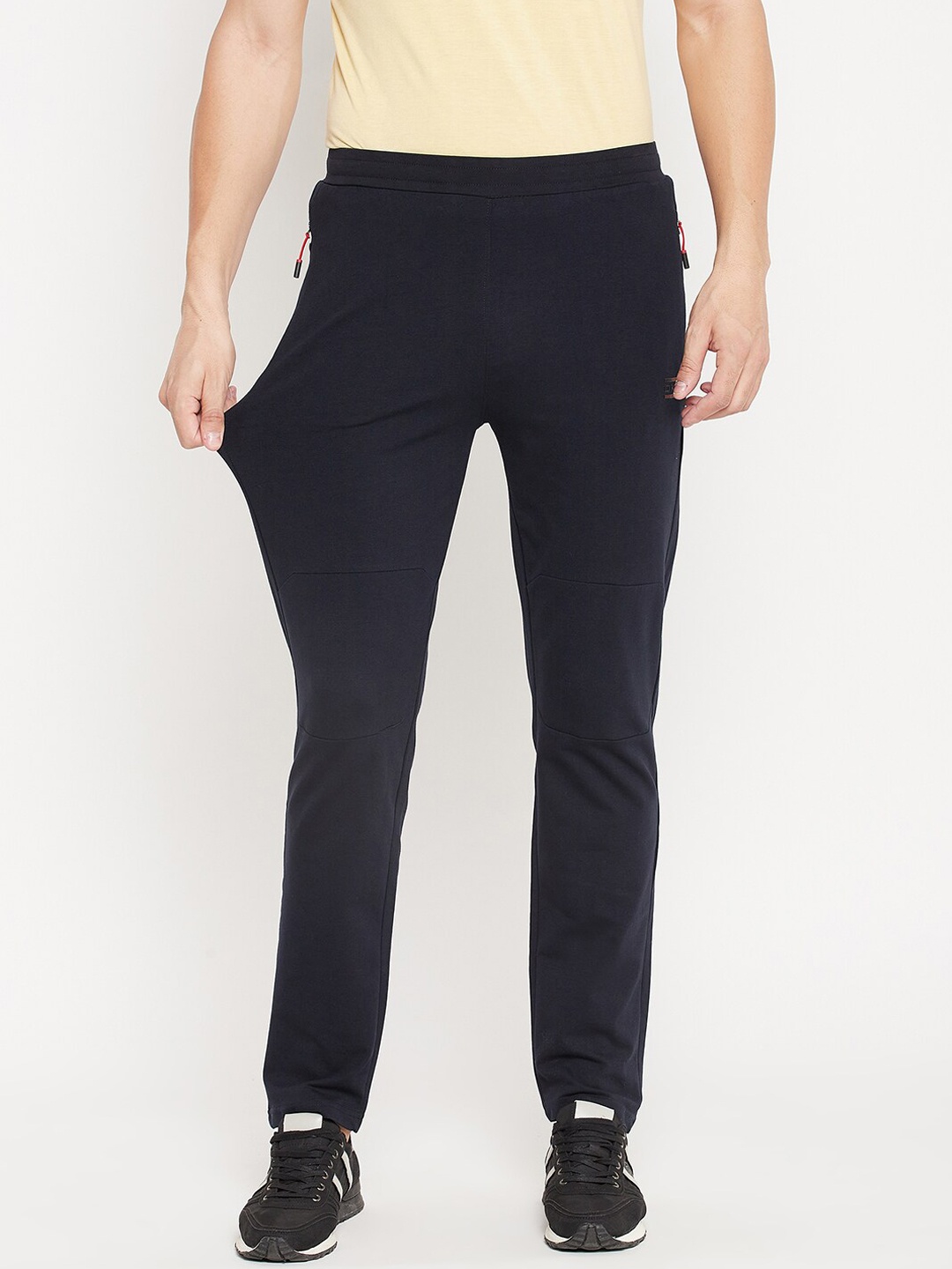 

Okane Men Navy Blue Solid Cotton Track Pants