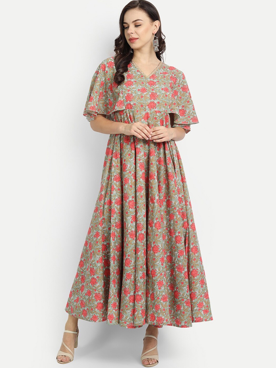

githaan Green Floral Maxi Dress