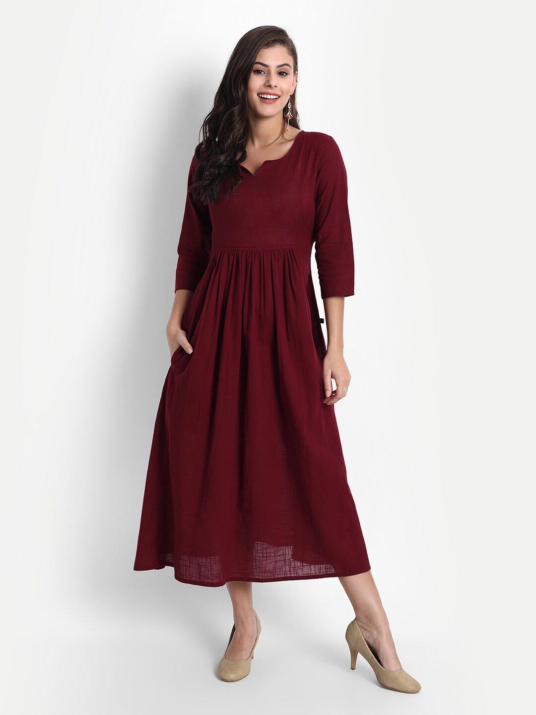 

githaan Maroon & rosewood Midi Dress